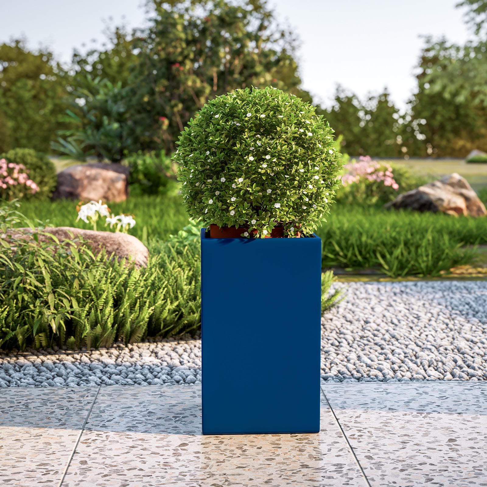 Portavaso da esterno quadrata 50 h in polietilene blu - Melbourne