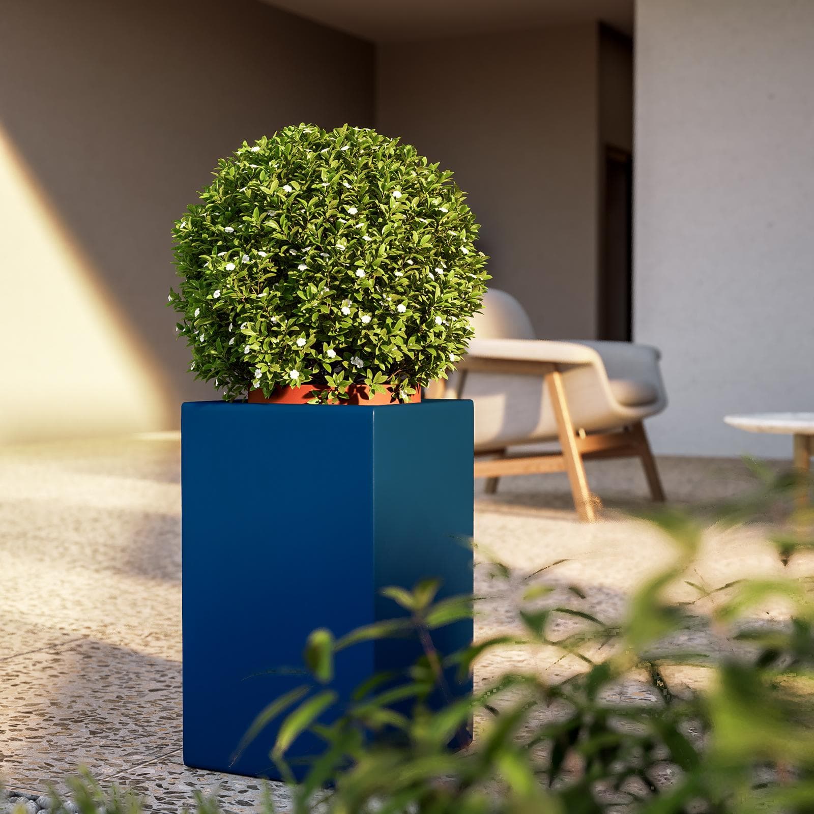 Portavaso da esterno quadrata 50 h in polietilene blu - Melbourne