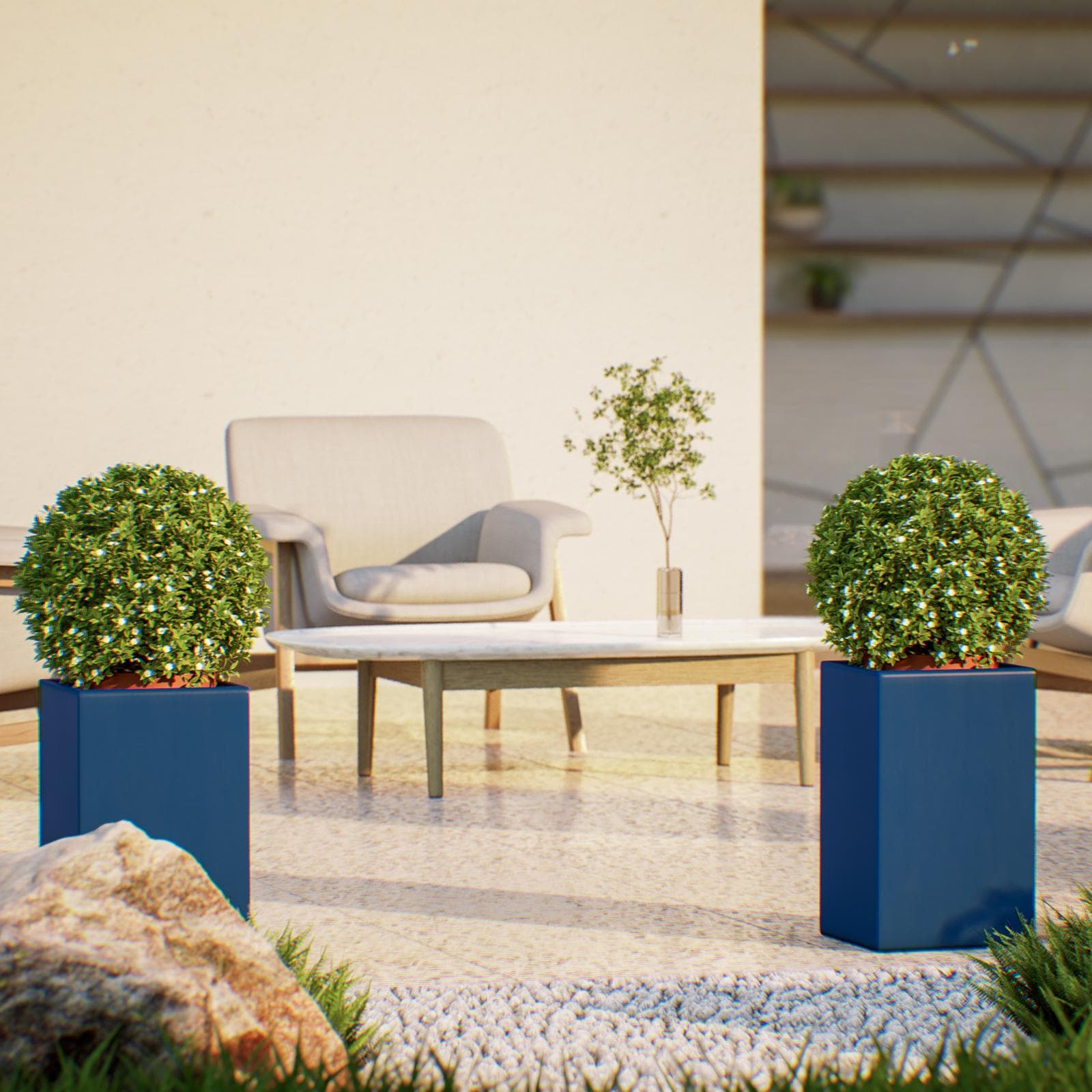 Portavaso da esterno quadrata 50 h in polietilene blu - Melbourne
