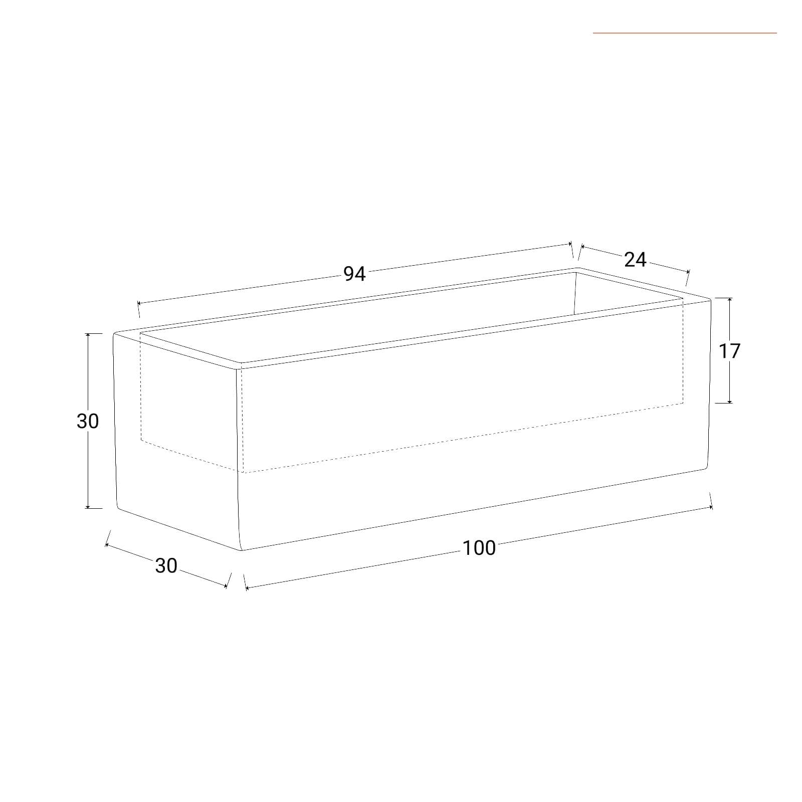 Portavaso da esterno rettangolare 100x30 cm in polietilene bianco - Melbourne