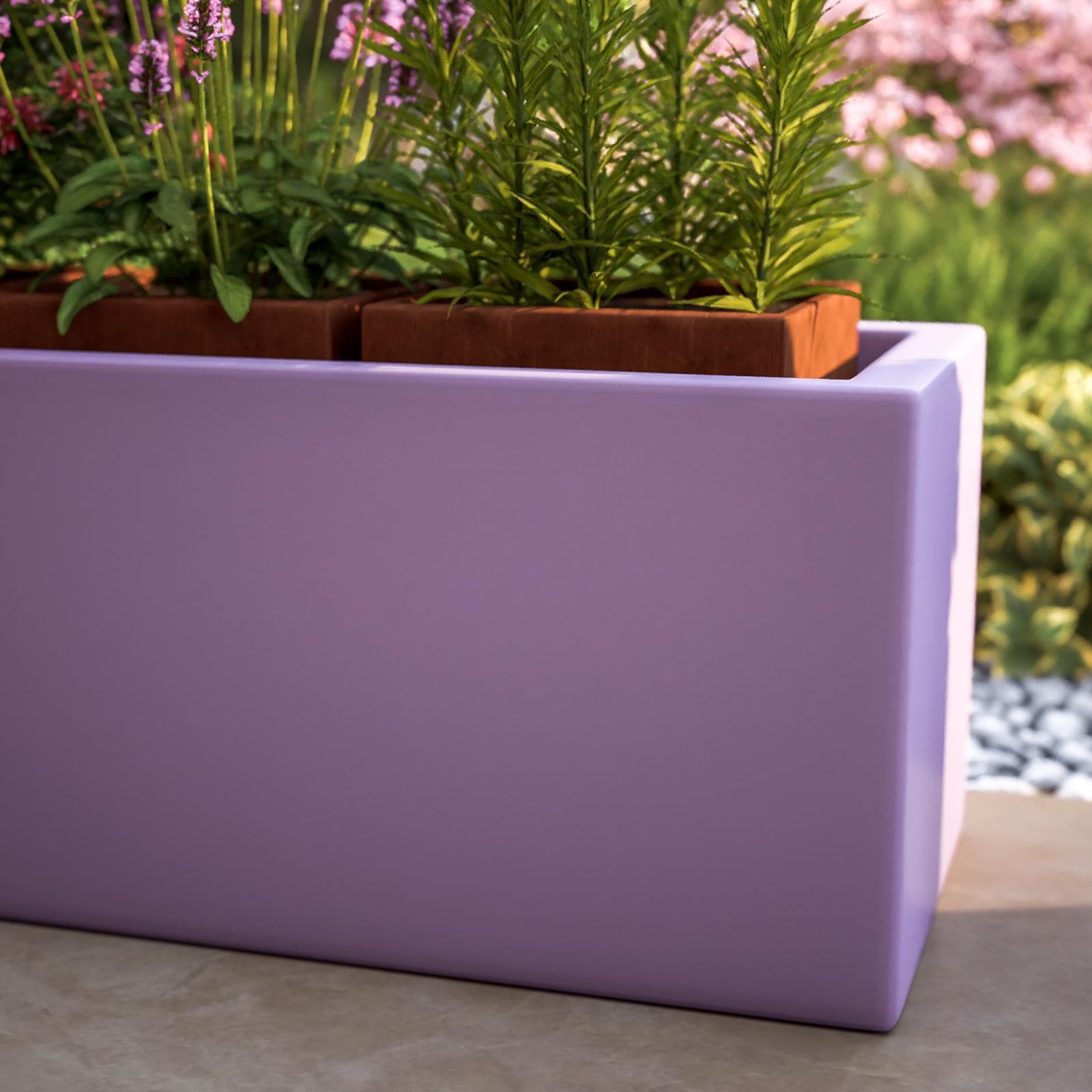Portavaso da esterno rettangolare 100x30 cm in polietilene glicine - Melbourne