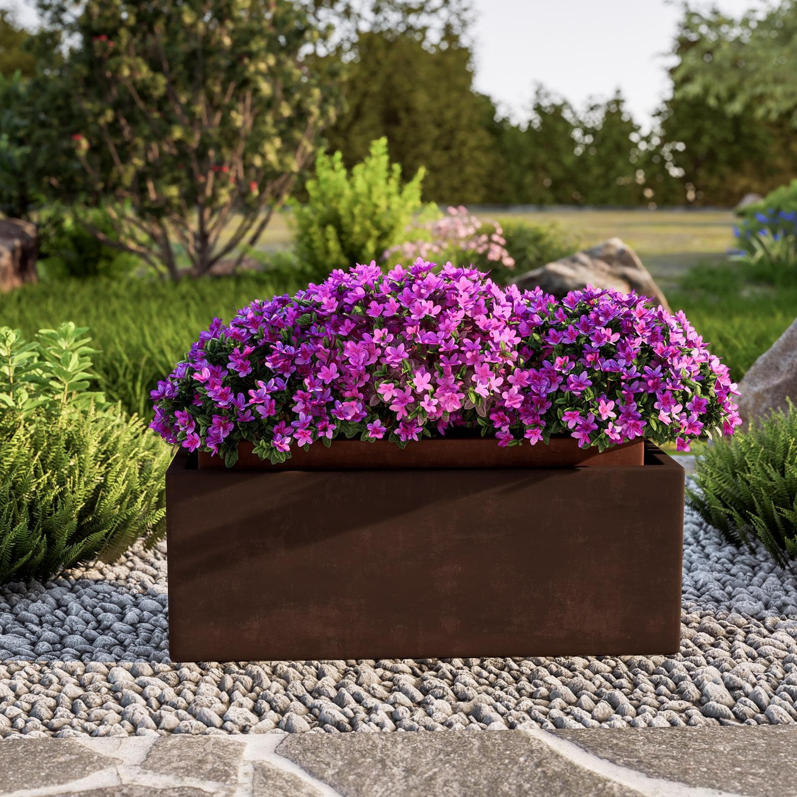 Portavaso da esterno rettangolare 80x30 h cm in polietilene bronzo - Melbourne