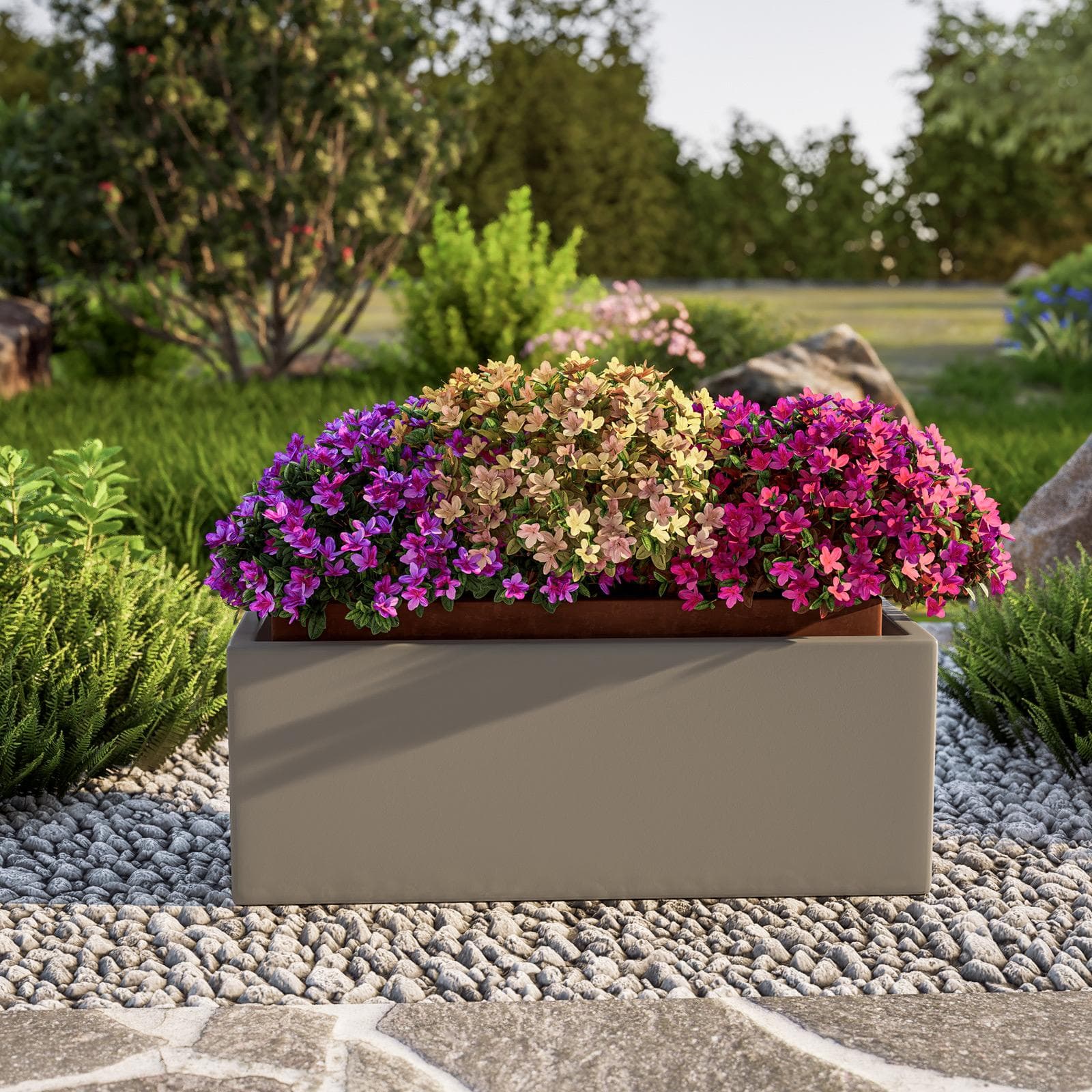 Portavaso da esterno rettangolare 80x30 h cm in polietilene tortora - Melbourne