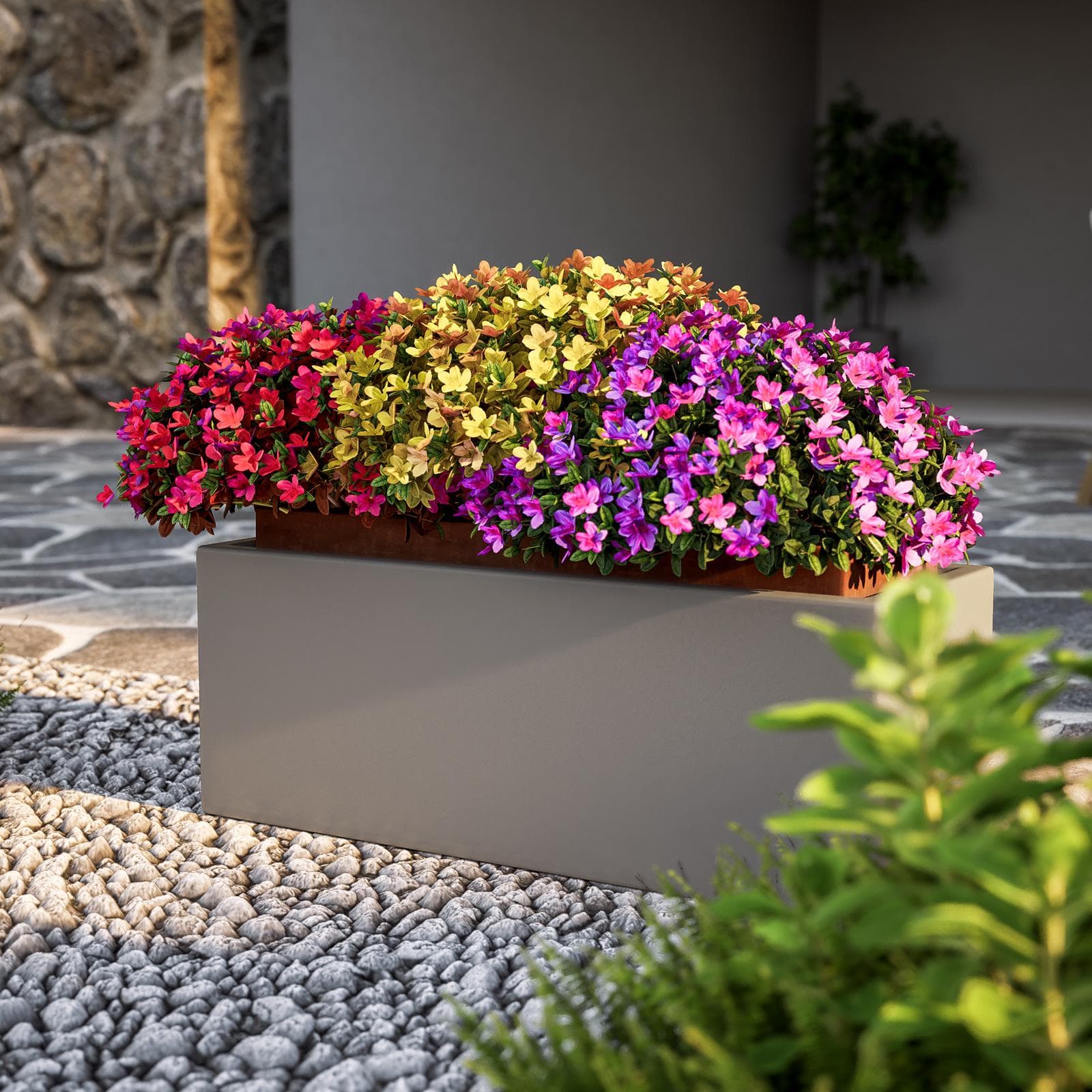 Portavaso da esterno rettangolare 80x30 h cm in polietilene tortora - Melbourne