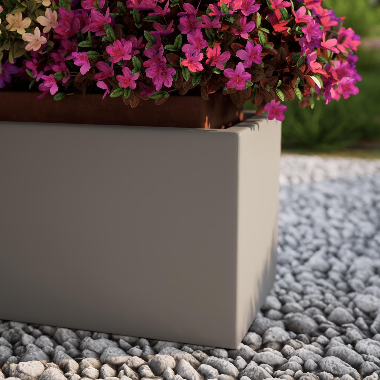 Portavaso da esterno rettangolare 80x30 h cm in polietilene tortora - Melbourne
