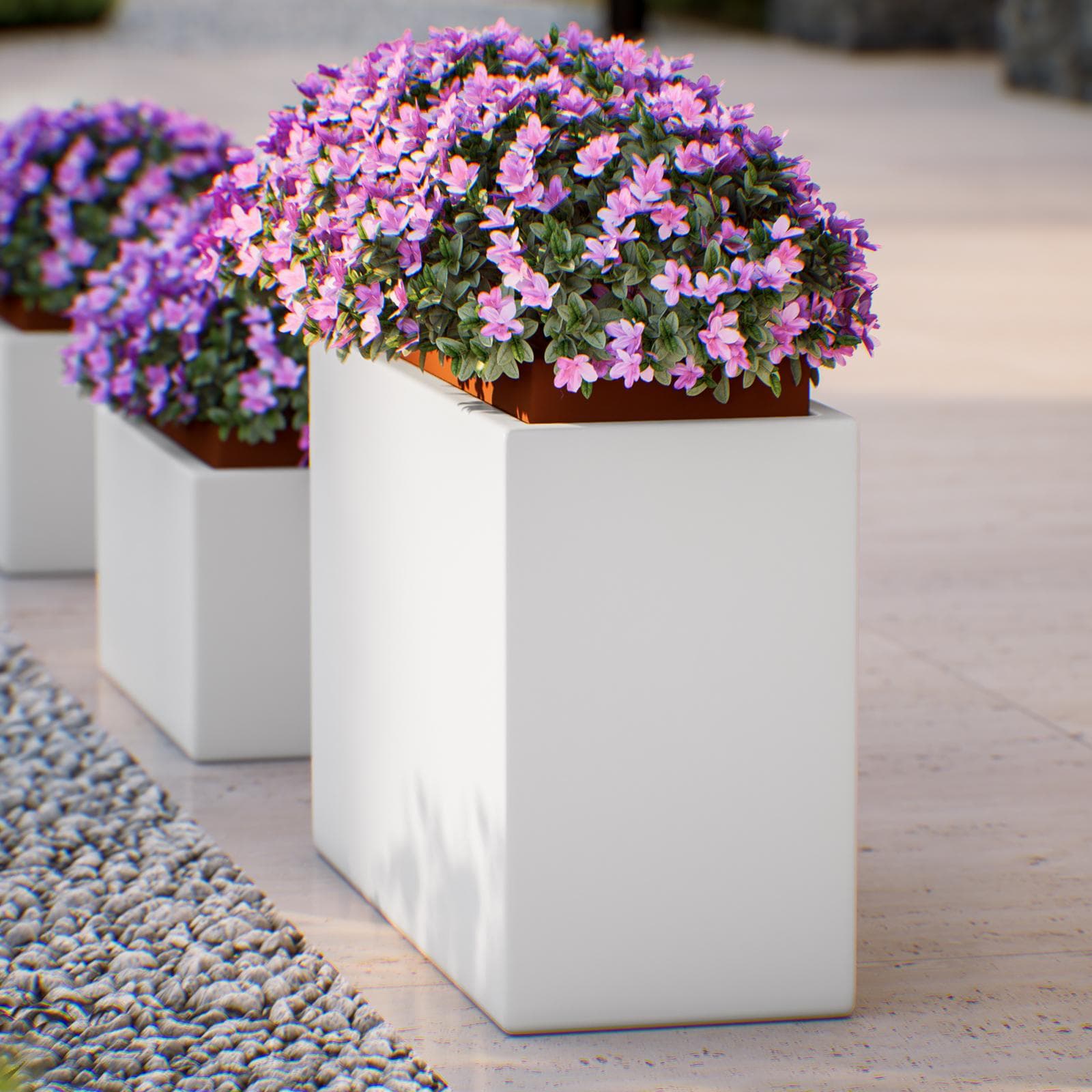 Portavaso da esterno rettangolare 80x50 h cm in polietilene bianco - Melbourne