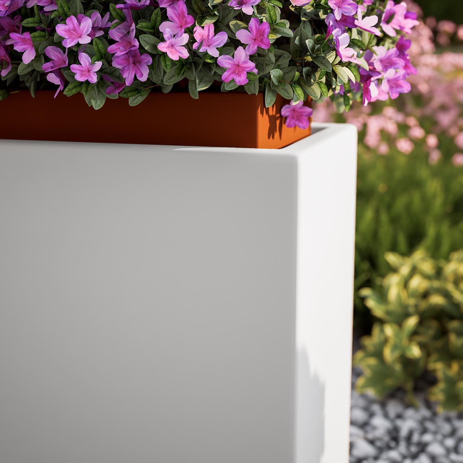Portavaso da esterno rettangolare 80x50 h cm in polietilene bianco - Melbourne