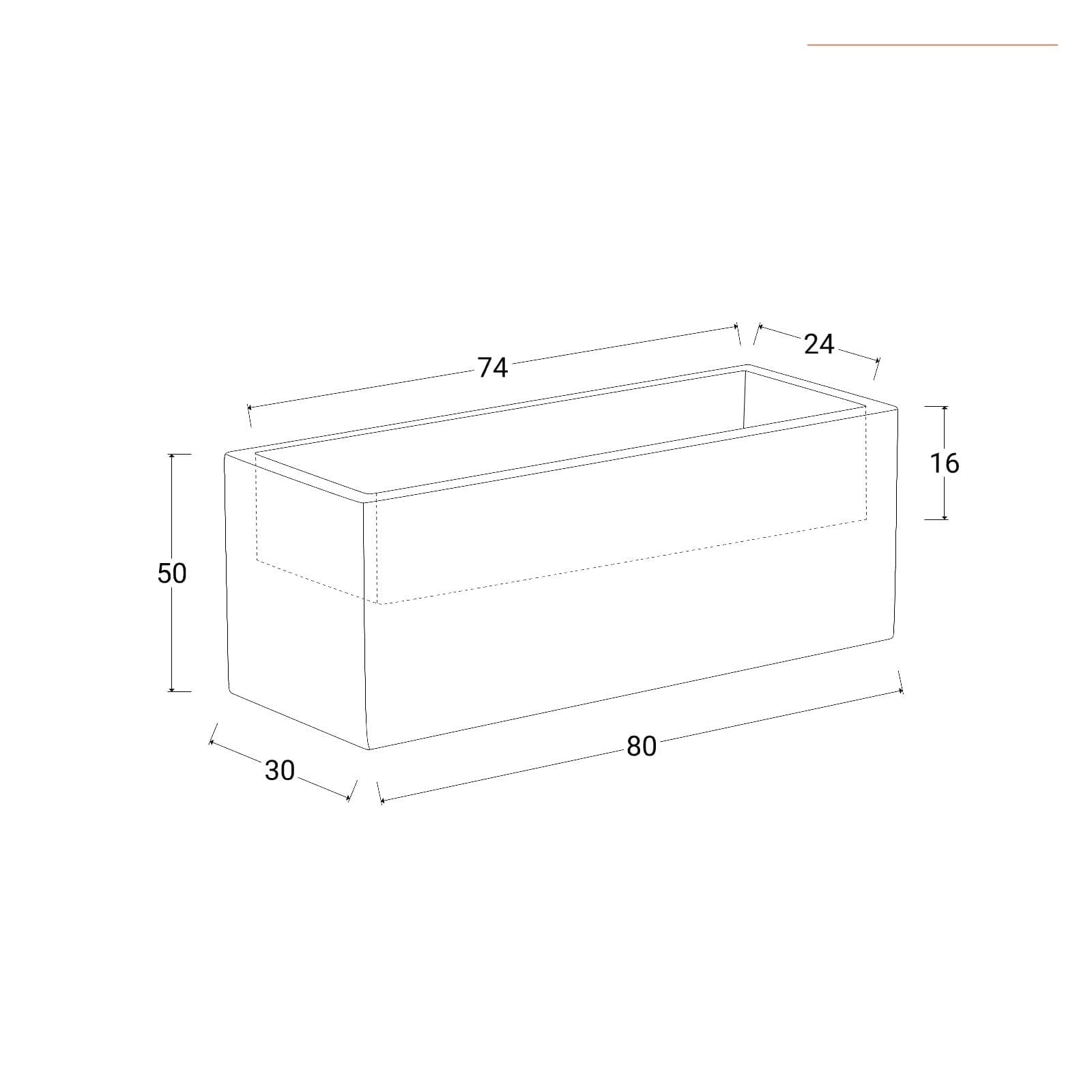 Portavaso da esterno rettangolare 80x50 h cm in polietilene tortora - Melbourne