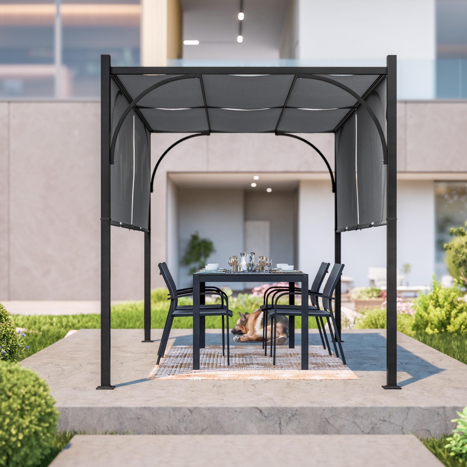 Gazebo 2x3 m tetto scorrevole grigio e struttura antracite - Edvige