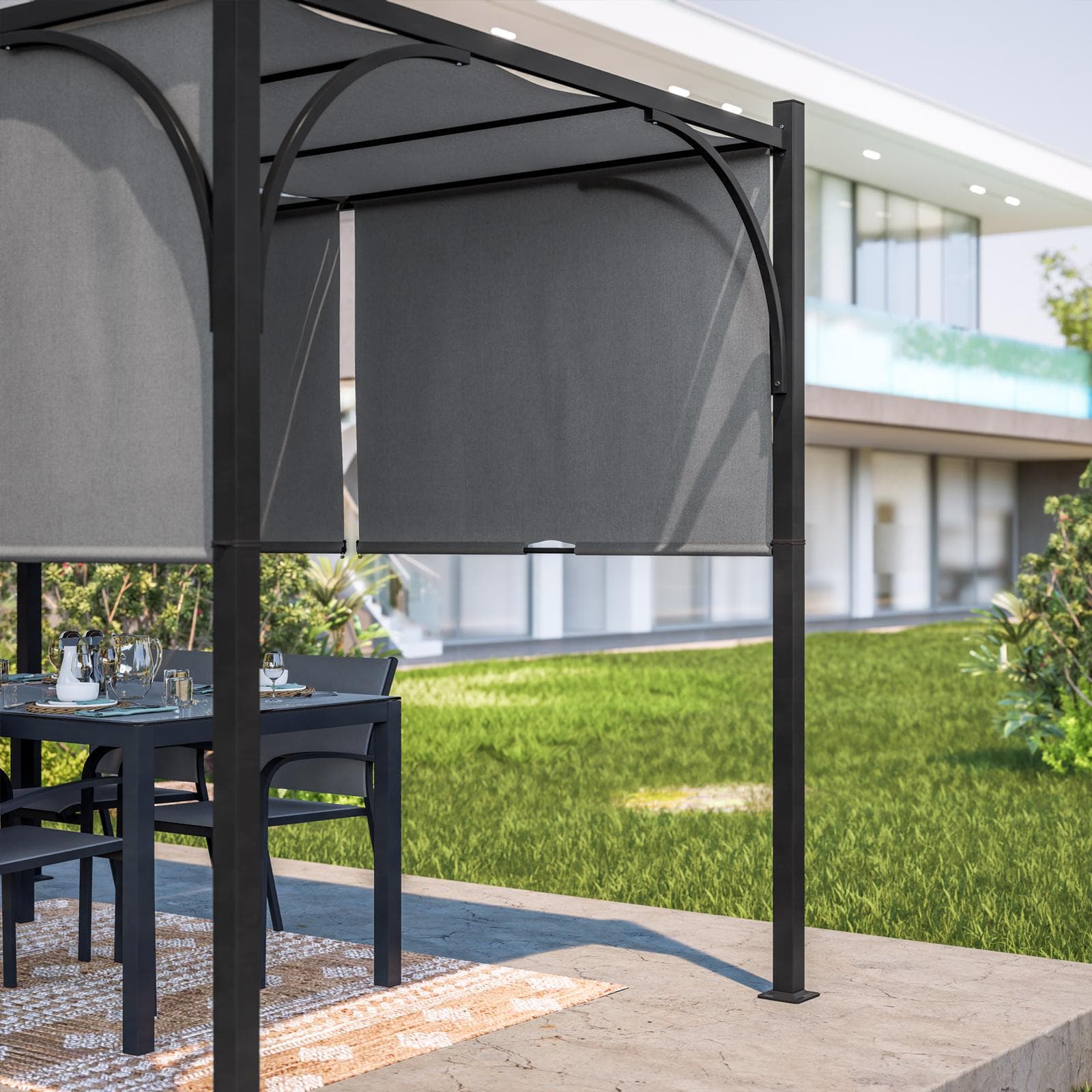 Gazebo 2x3 m tetto scorrevole grigio e struttura antracite - Edvige