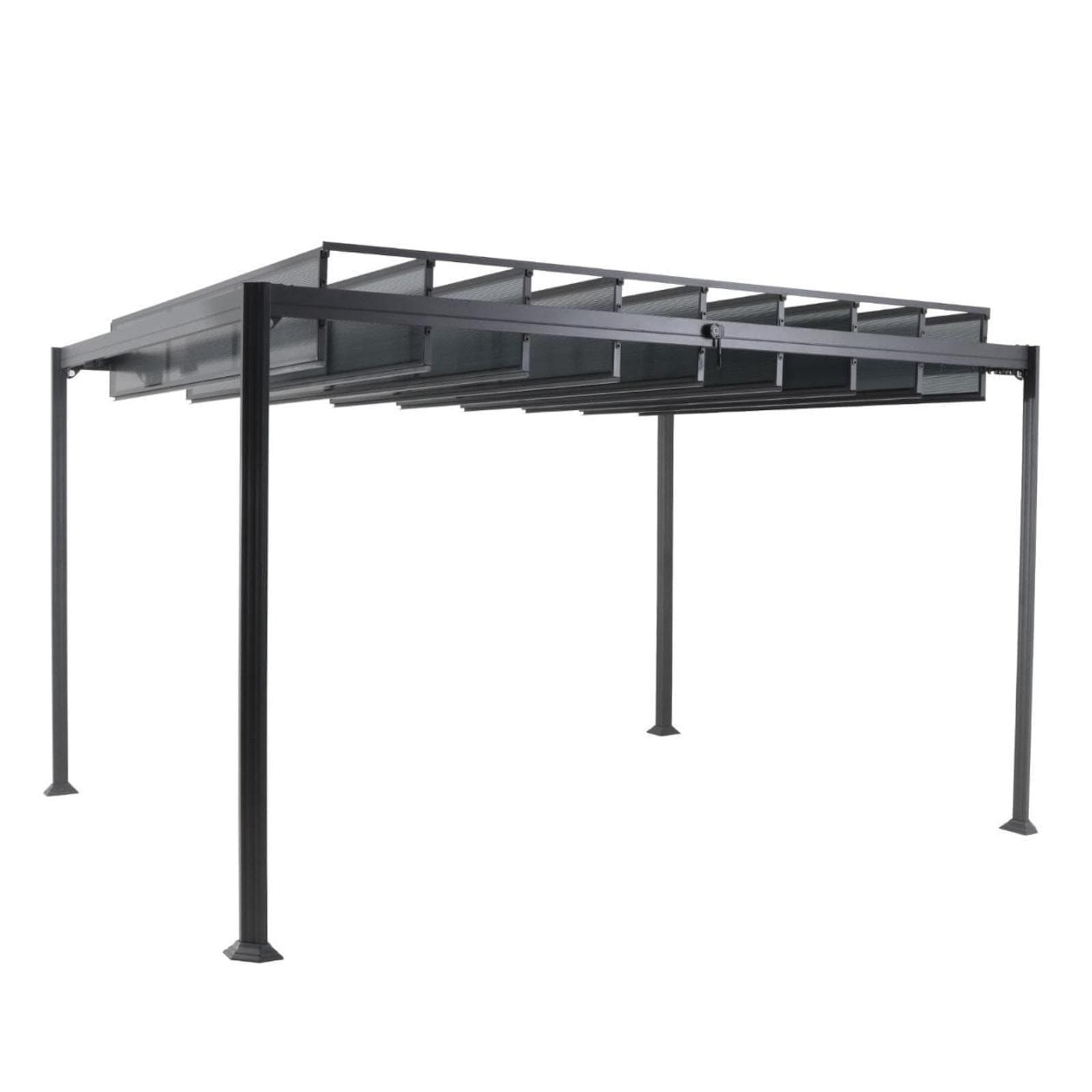 Gazebo con tetto a lamelle regolabili 3,8x3 m in alluminio antracite - Shine