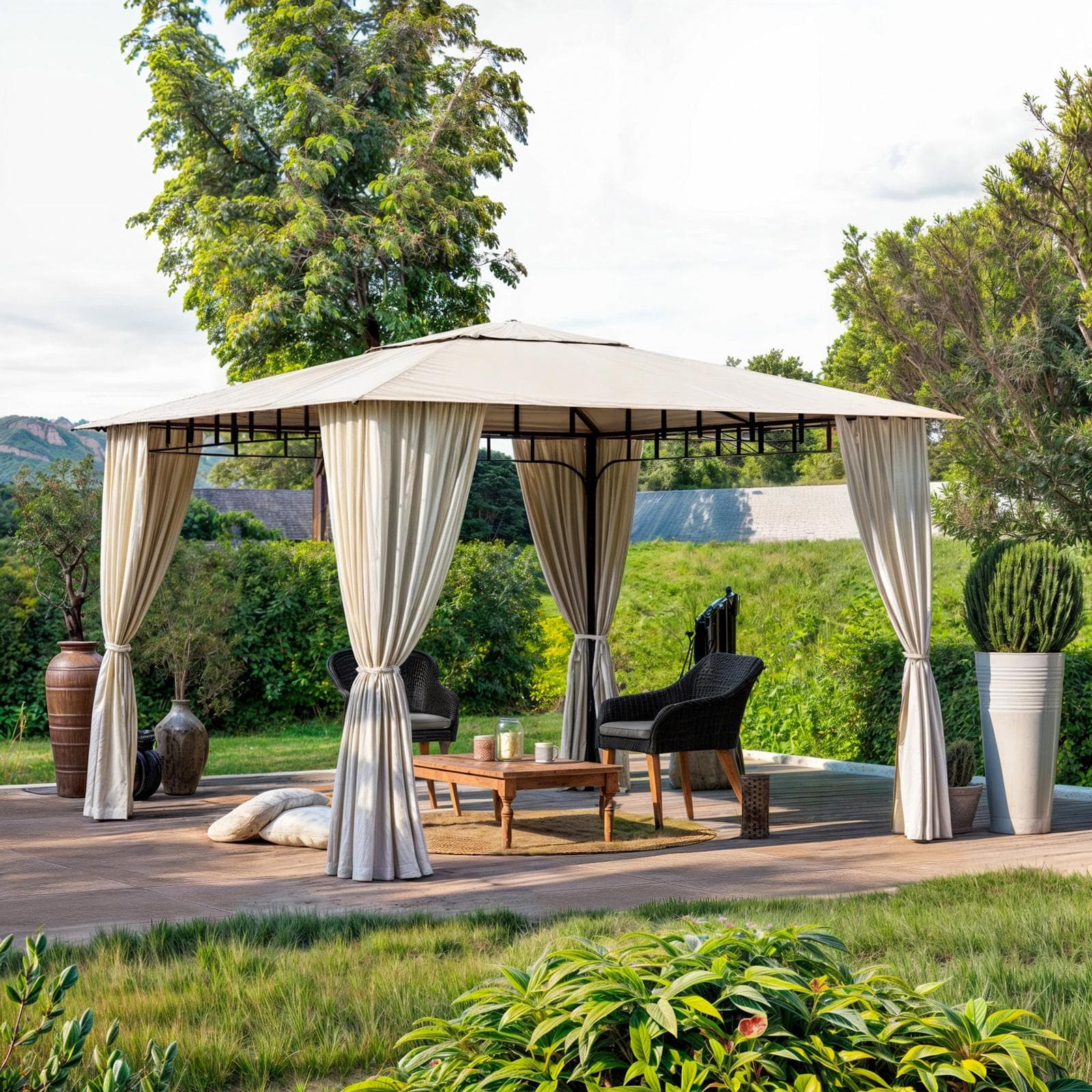 Gazebo 3x3 m con tende laterali richiudibili - Easy