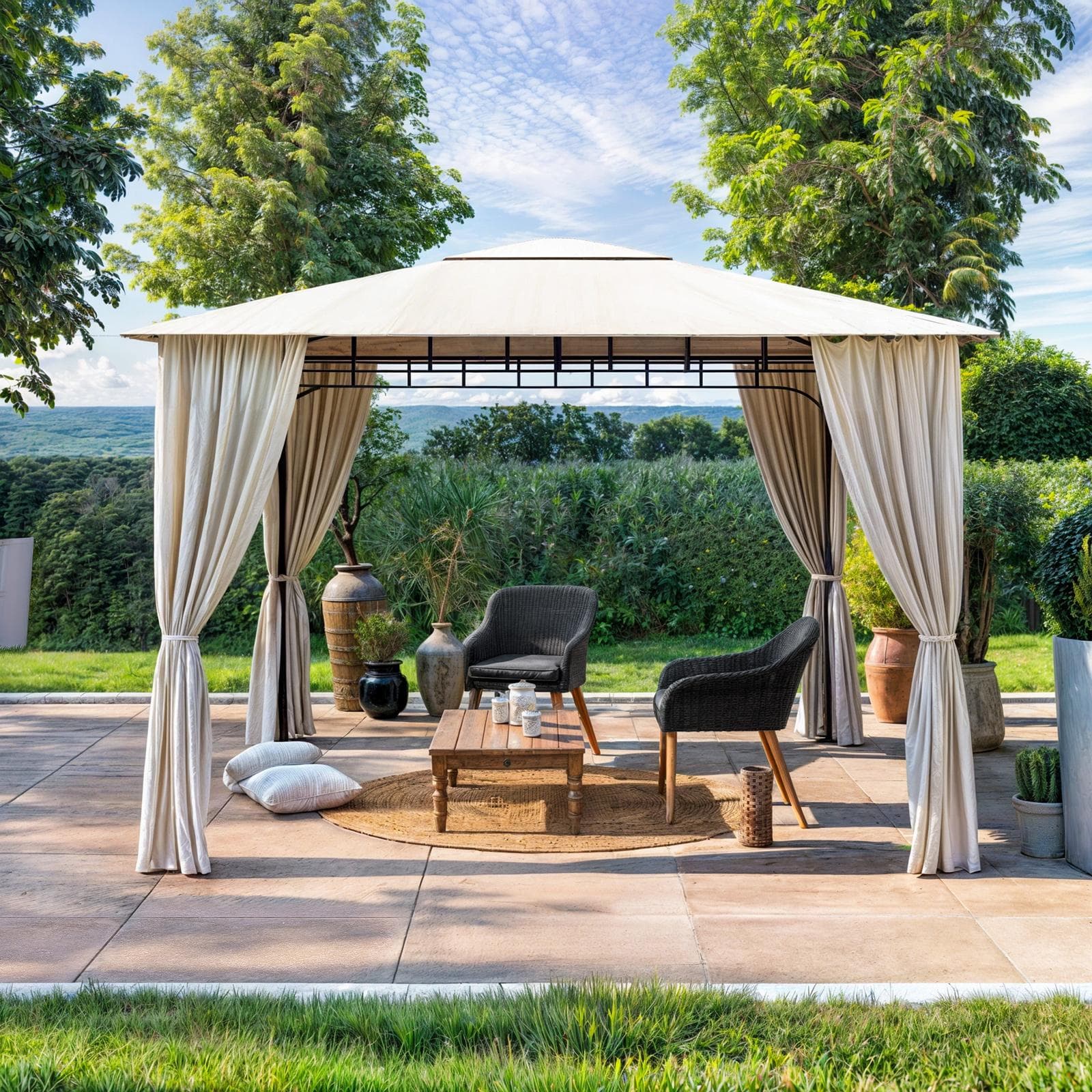 Gazebo 3x3 m con tende laterali richiudibili - Easy
