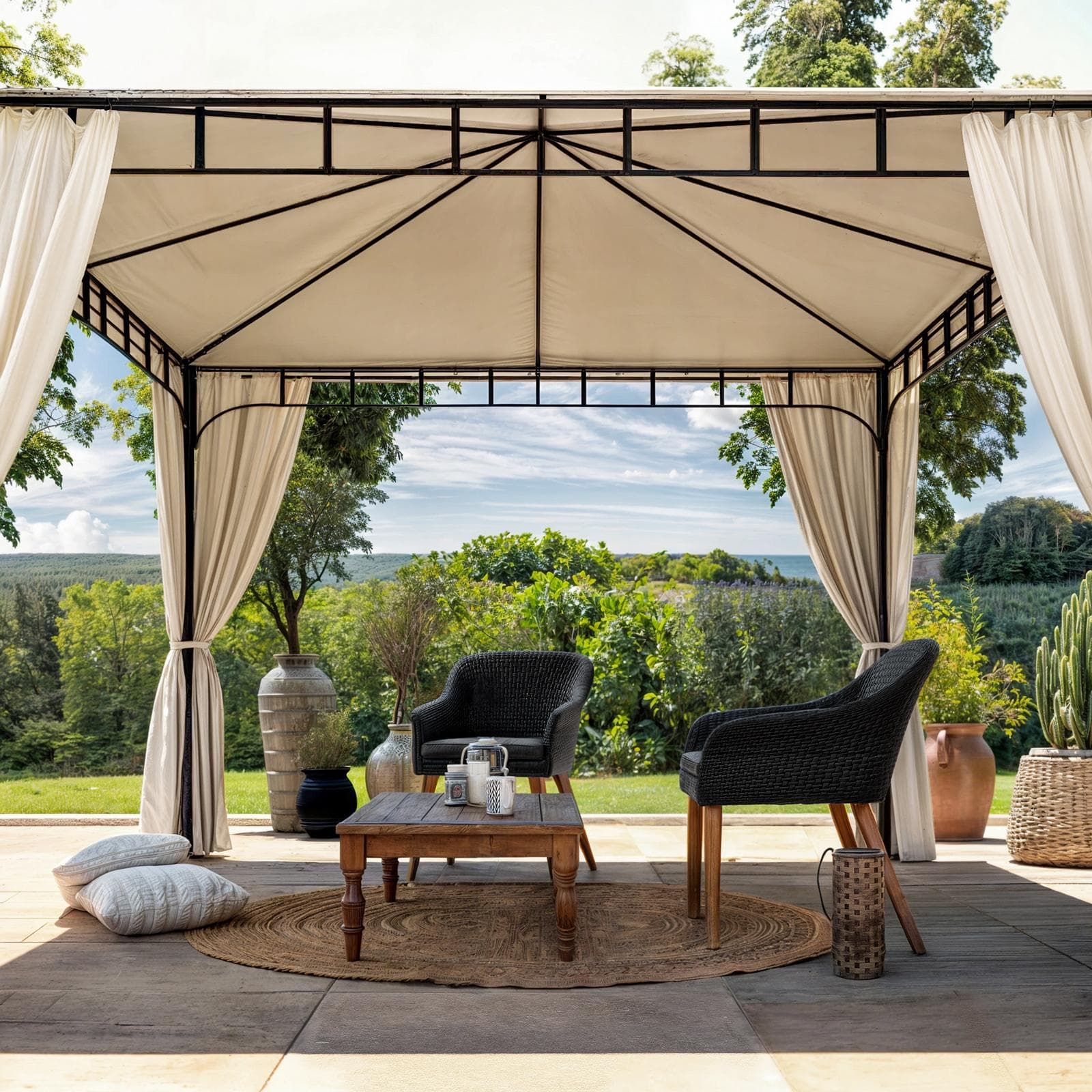 Gazebo 3x3 m con tende laterali richiudibili - Easy