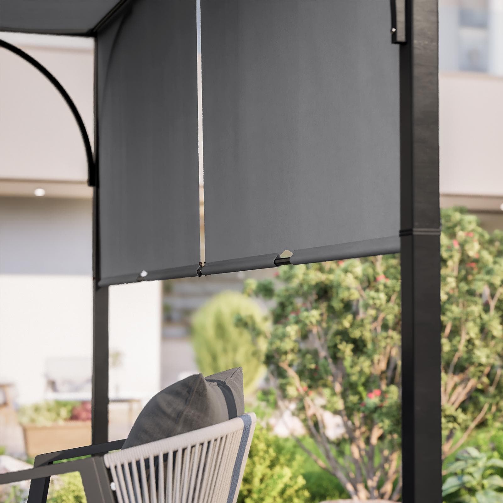 Gazebo 3x3 m tetto scorrevole grigio e struttura antracite - Edvige