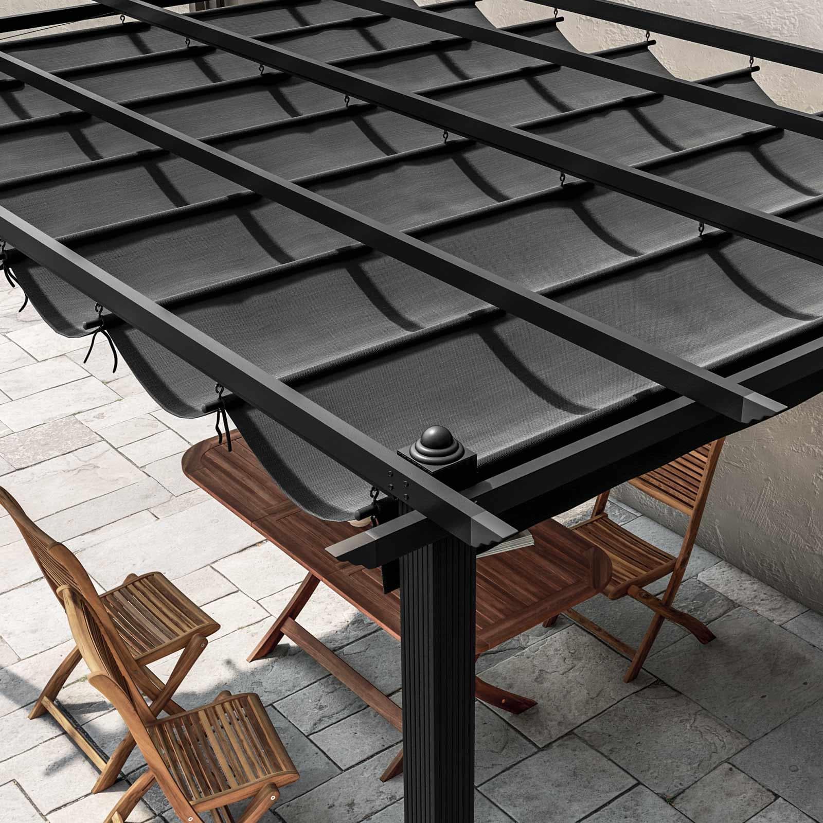 Gazebo 3x4 m in alluminio antracite con tetto scorrevole - Norris