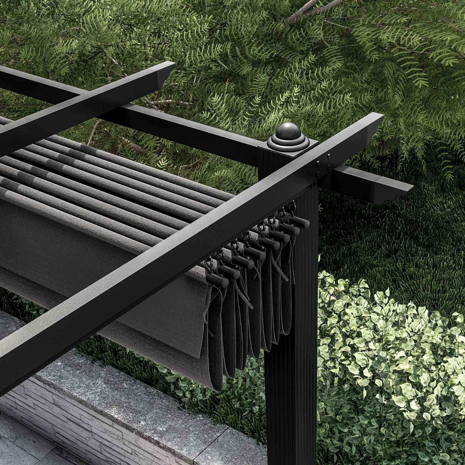 Gazebo 3x4 m in alluminio antracite con tetto scorrevole - Norris