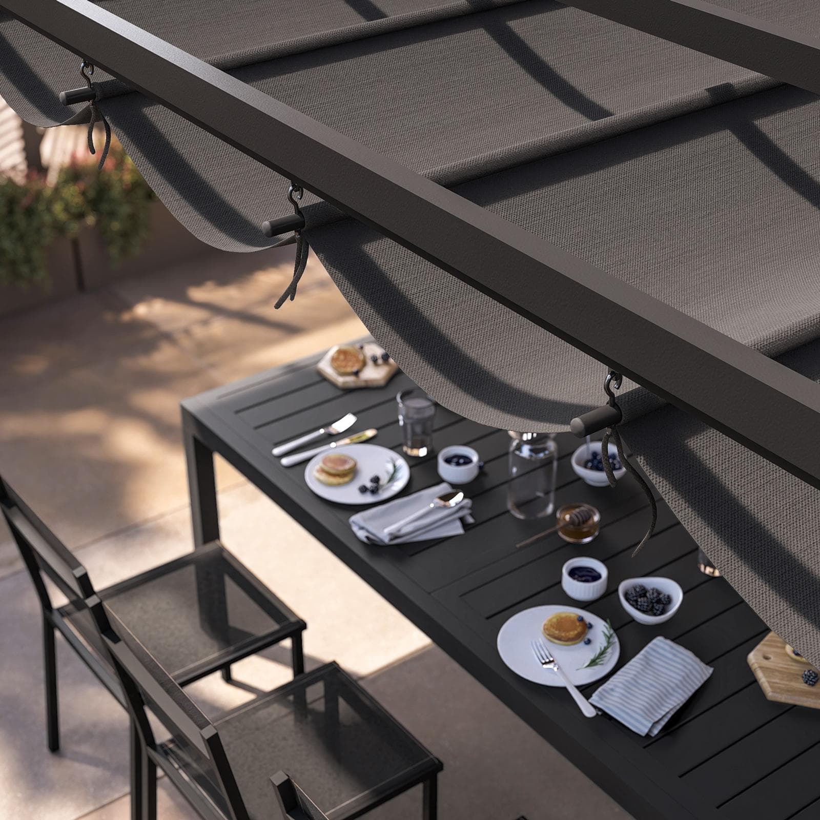 Gazebo 3x4 m in alluminio antracite con tetto scorrevole - Norris