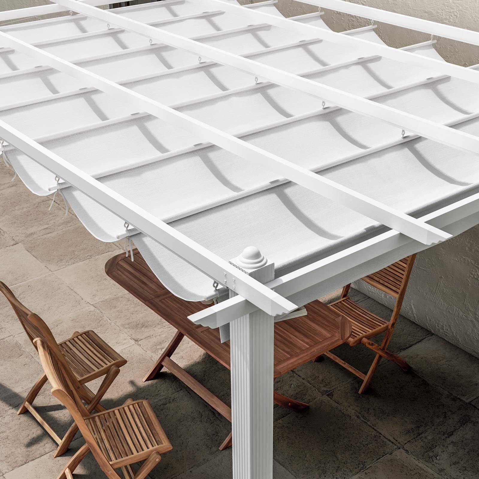 Gazebo 3x4 m in alluminio bianco con tetto scorrevole - Norris