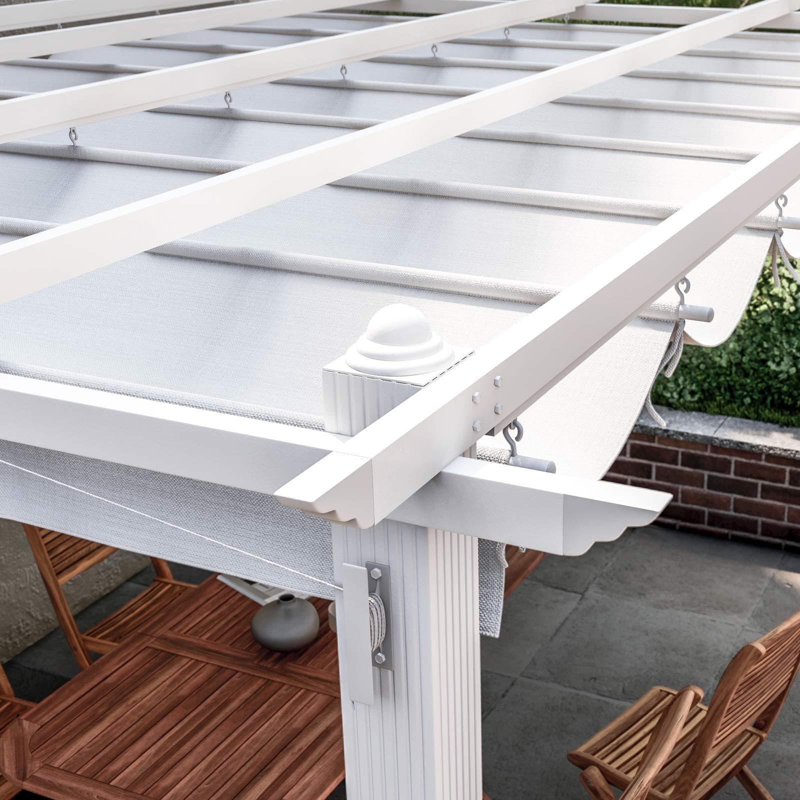 Gazebo 3x4 m in alluminio bianco con tetto scorrevole - Norris