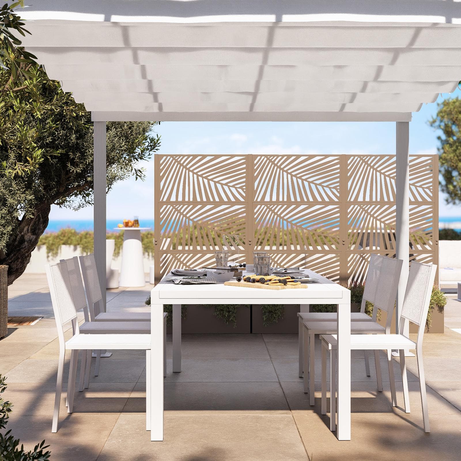 Gazebo 3x4 m in alluminio bianco con tetto scorrevole - Norris