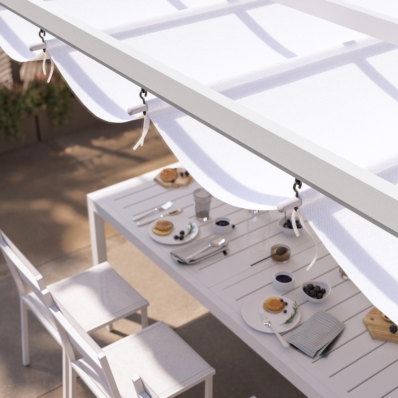 Gazebo 3x4 m in alluminio bianco con tetto scorrevole - Norris