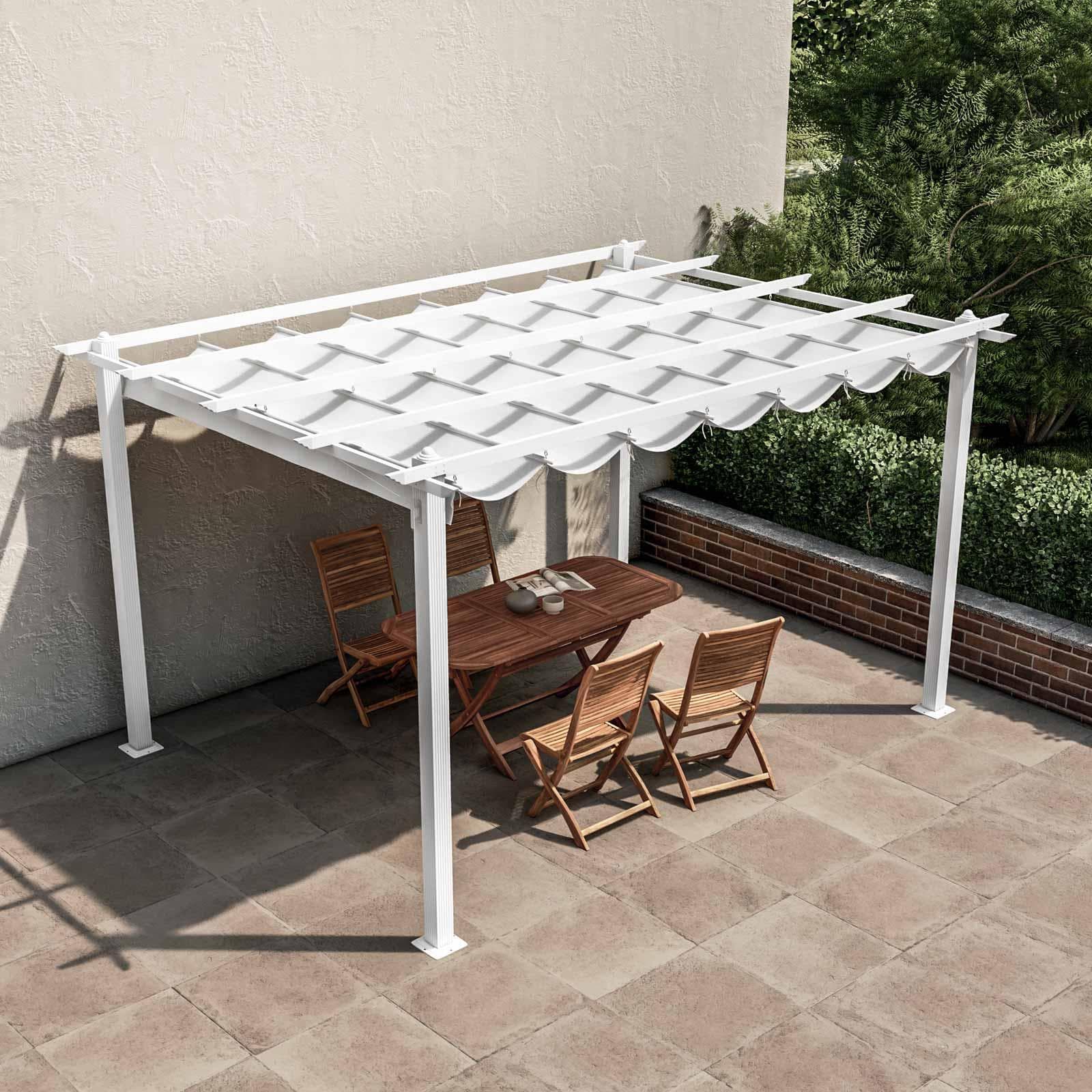 Gazebo 3x4 m in alluminio bianco con tetto scorrevole - Norris