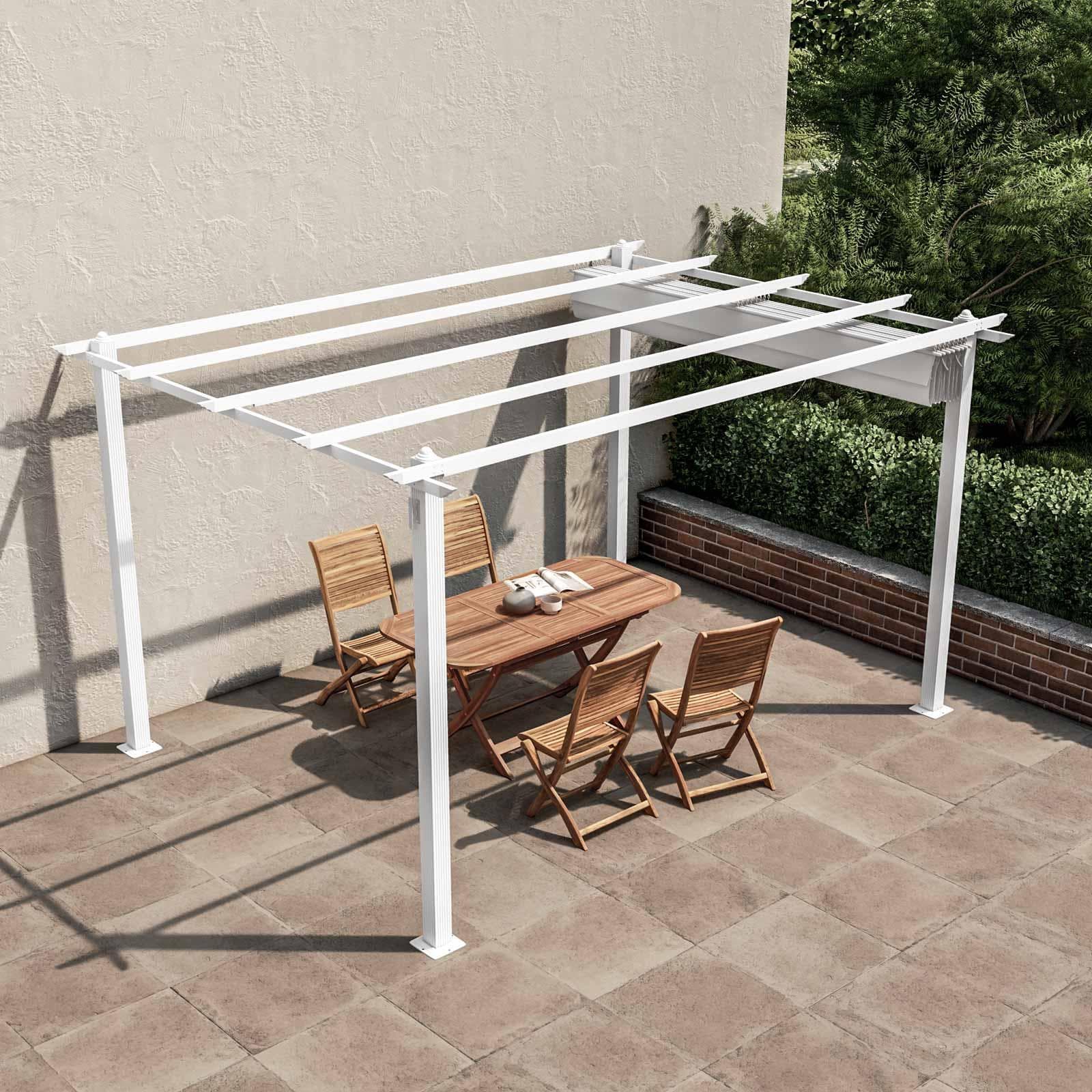 Gazebo 3x4 m in alluminio bianco con tetto scorrevole - Norris