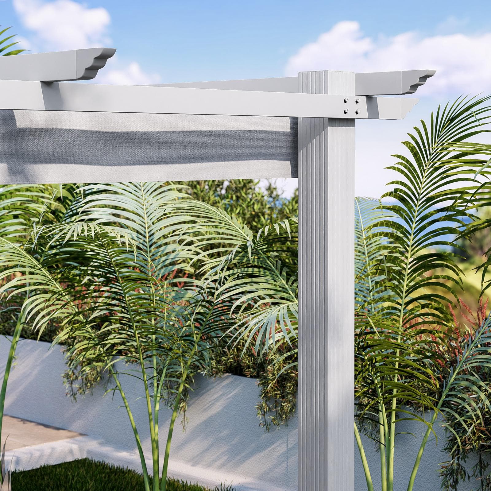 Gazebo 4x4 m in alluminio bianco con tetto scorrevole - Norris