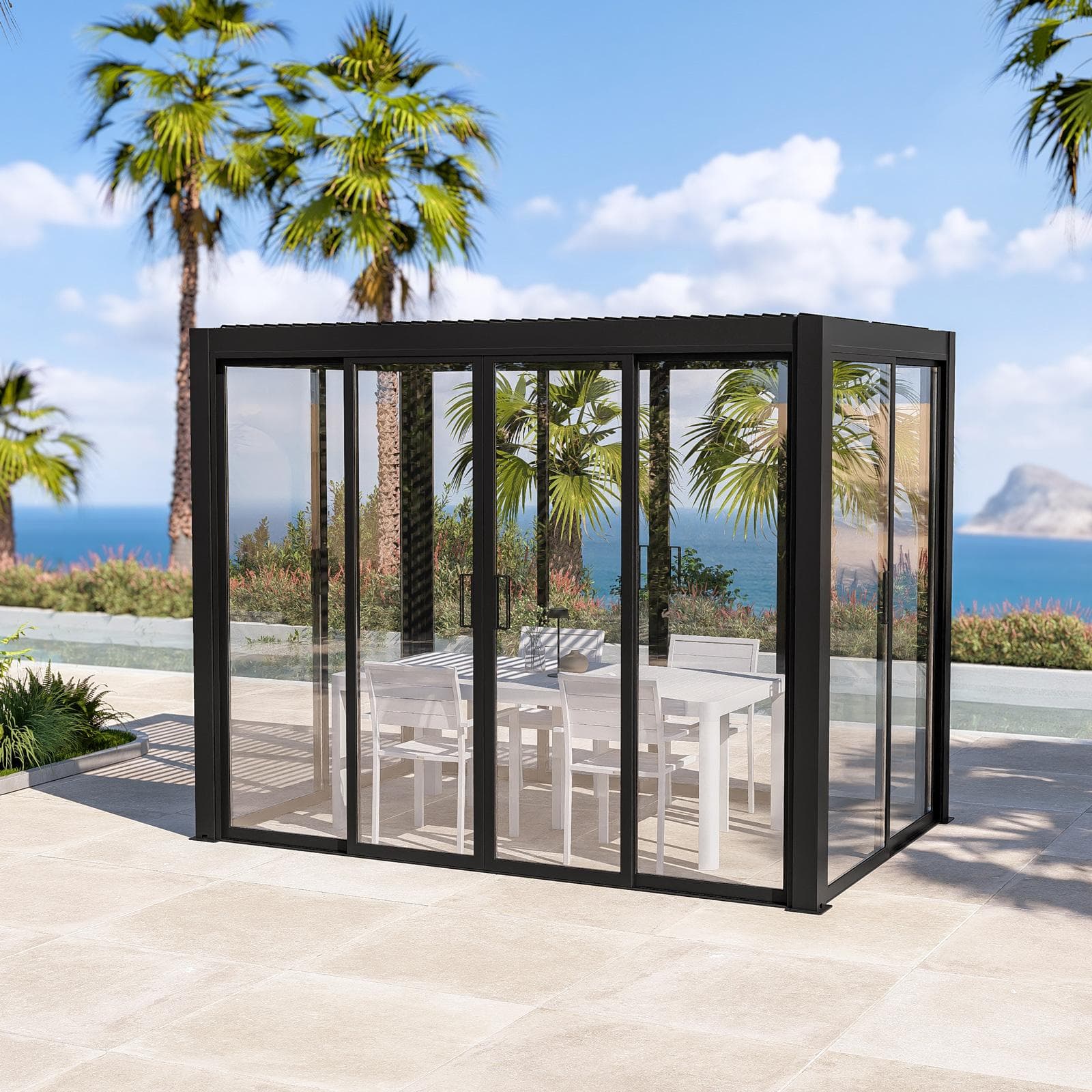Gazebo bioclimatico 3x2 m in alluminio antracite - Enea