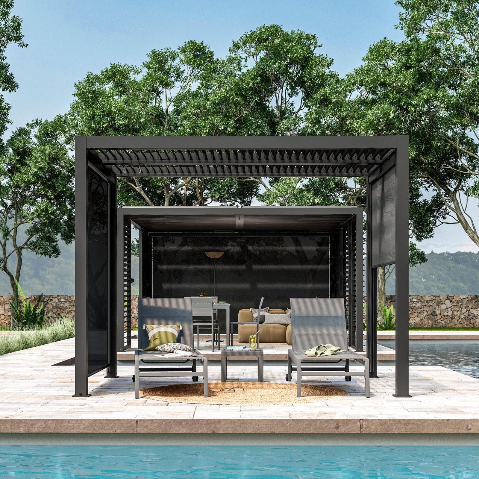 Gazebo bioclimatico 3x2 m in alluminio antracite - Enea