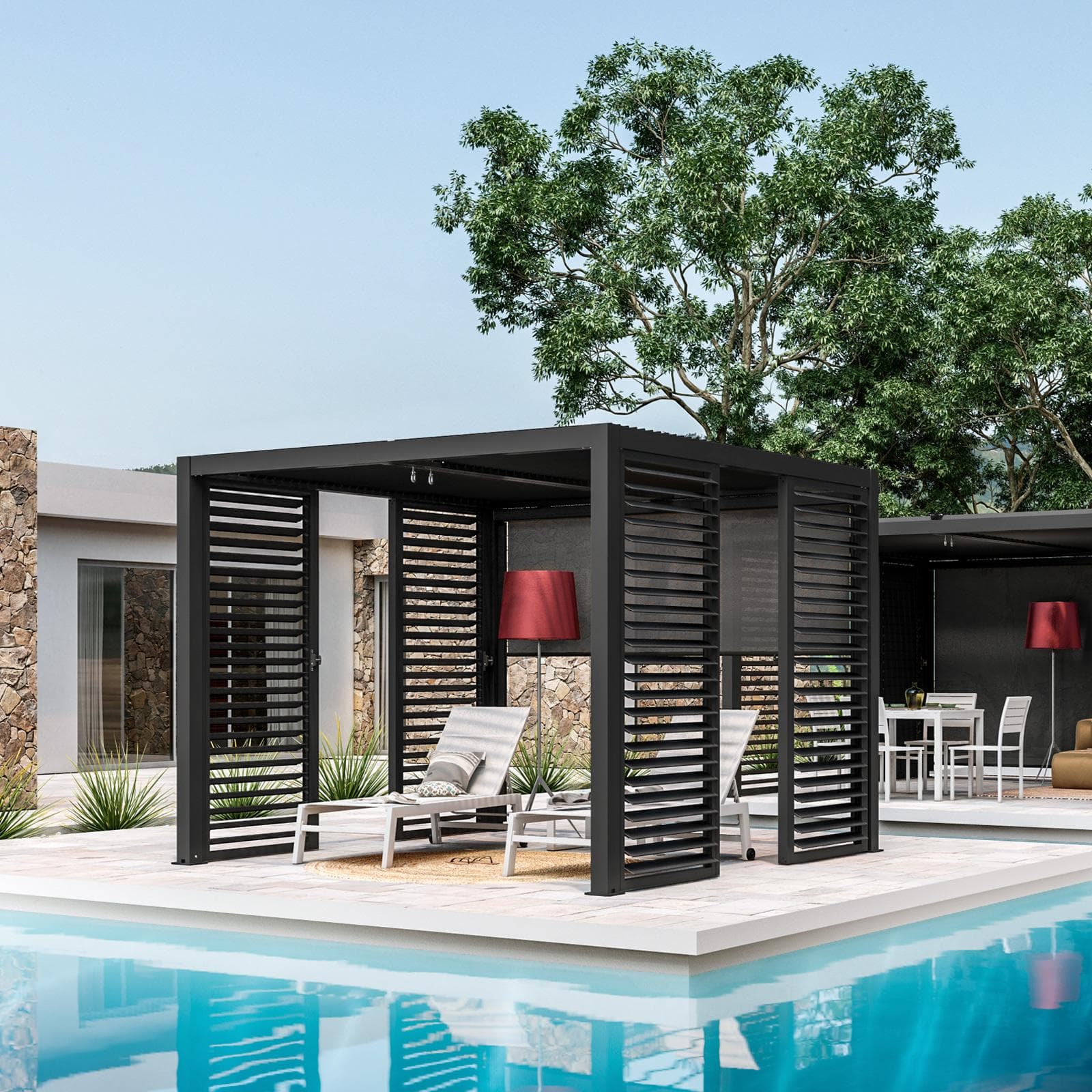 Gazebo bioclimatico 3x3 m in alluminio antracite - Enea
