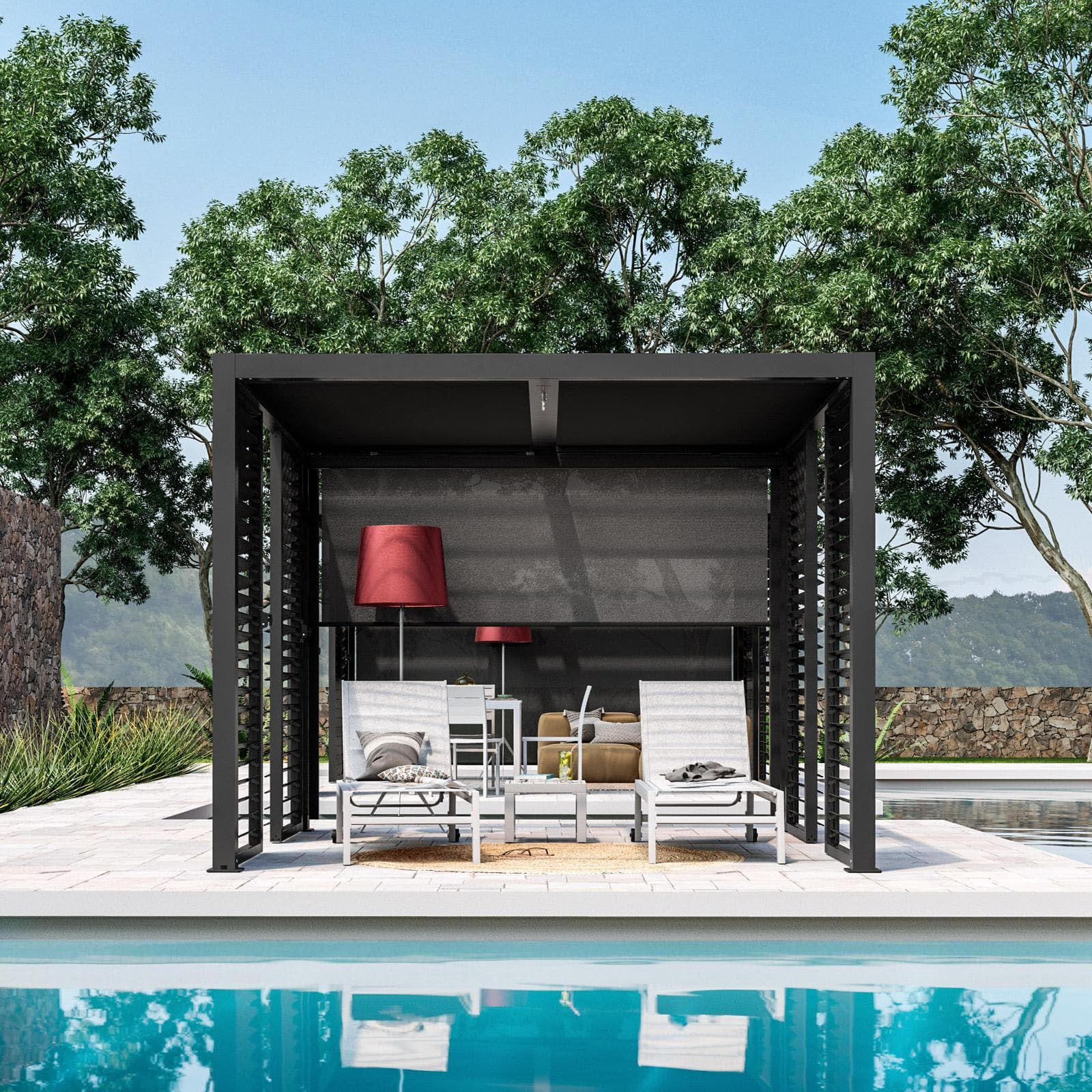 Gazebo bioclimatico 3x3 m in alluminio antracite - Enea