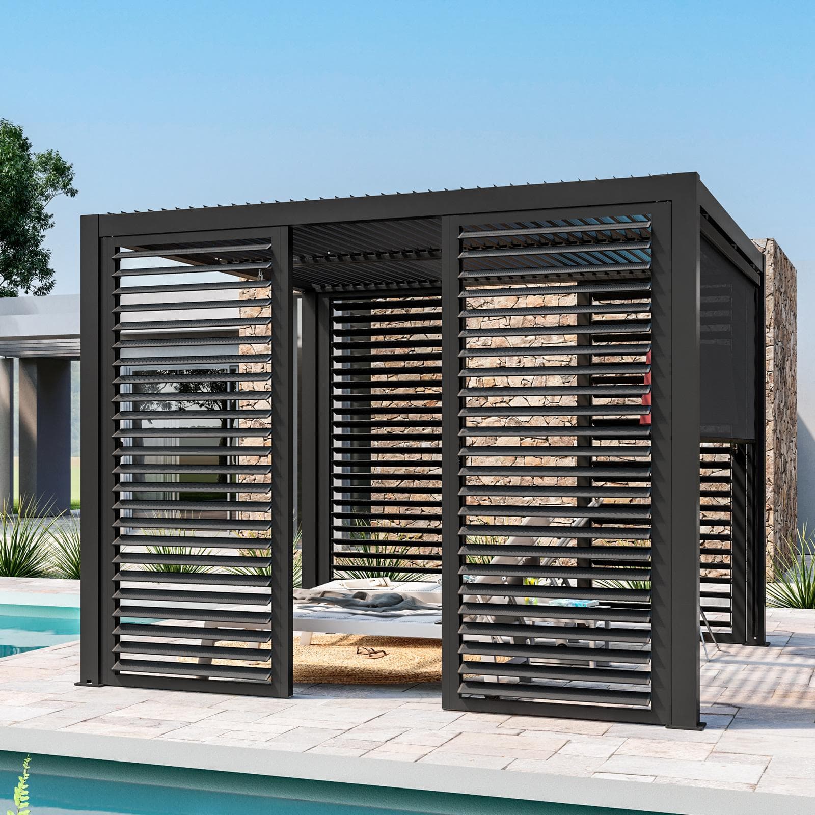 Gazebo bioclimatico 3x3 m in alluminio antracite - Enea