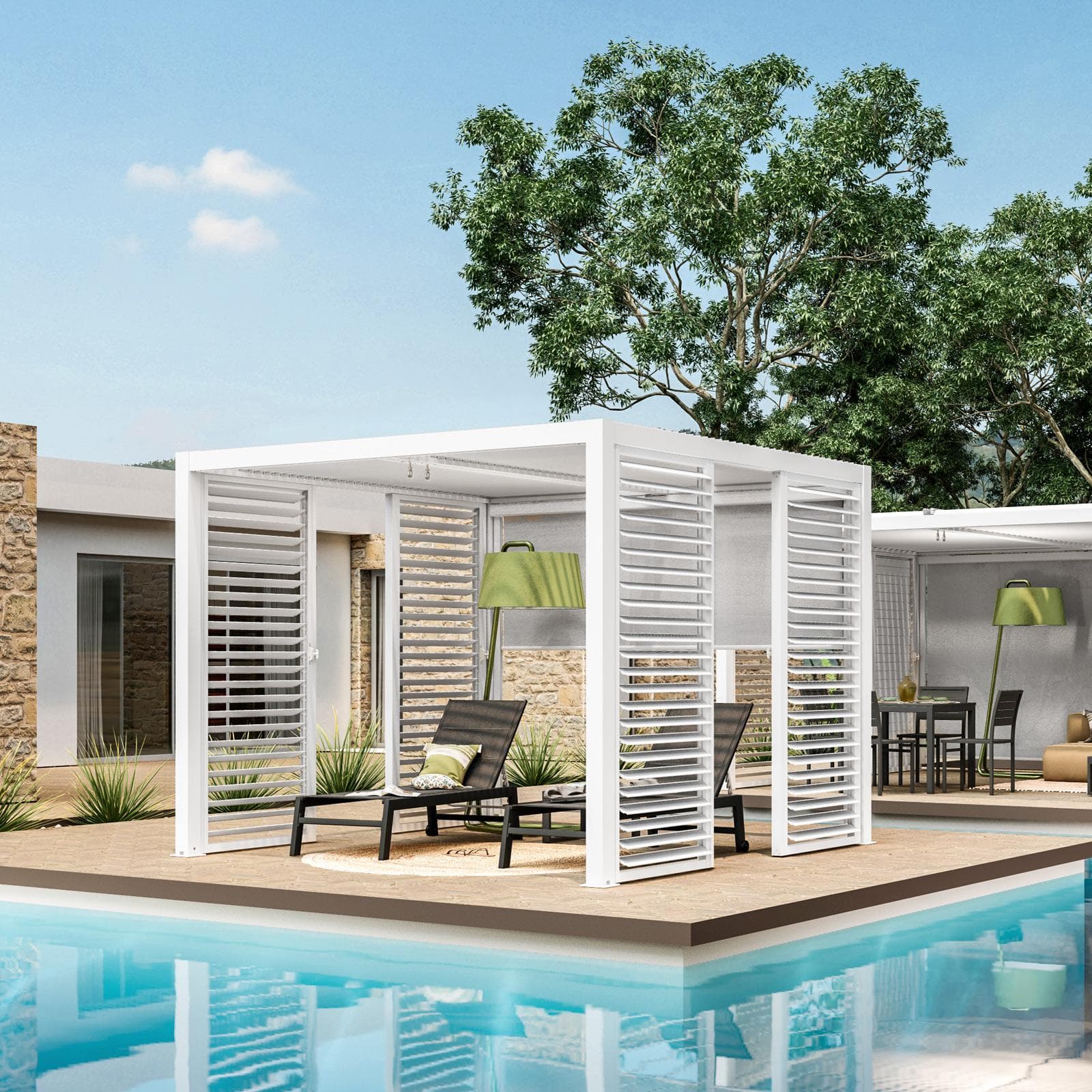 Gazebo bioclimatico 3x3 m in alluminio bianco - Enea