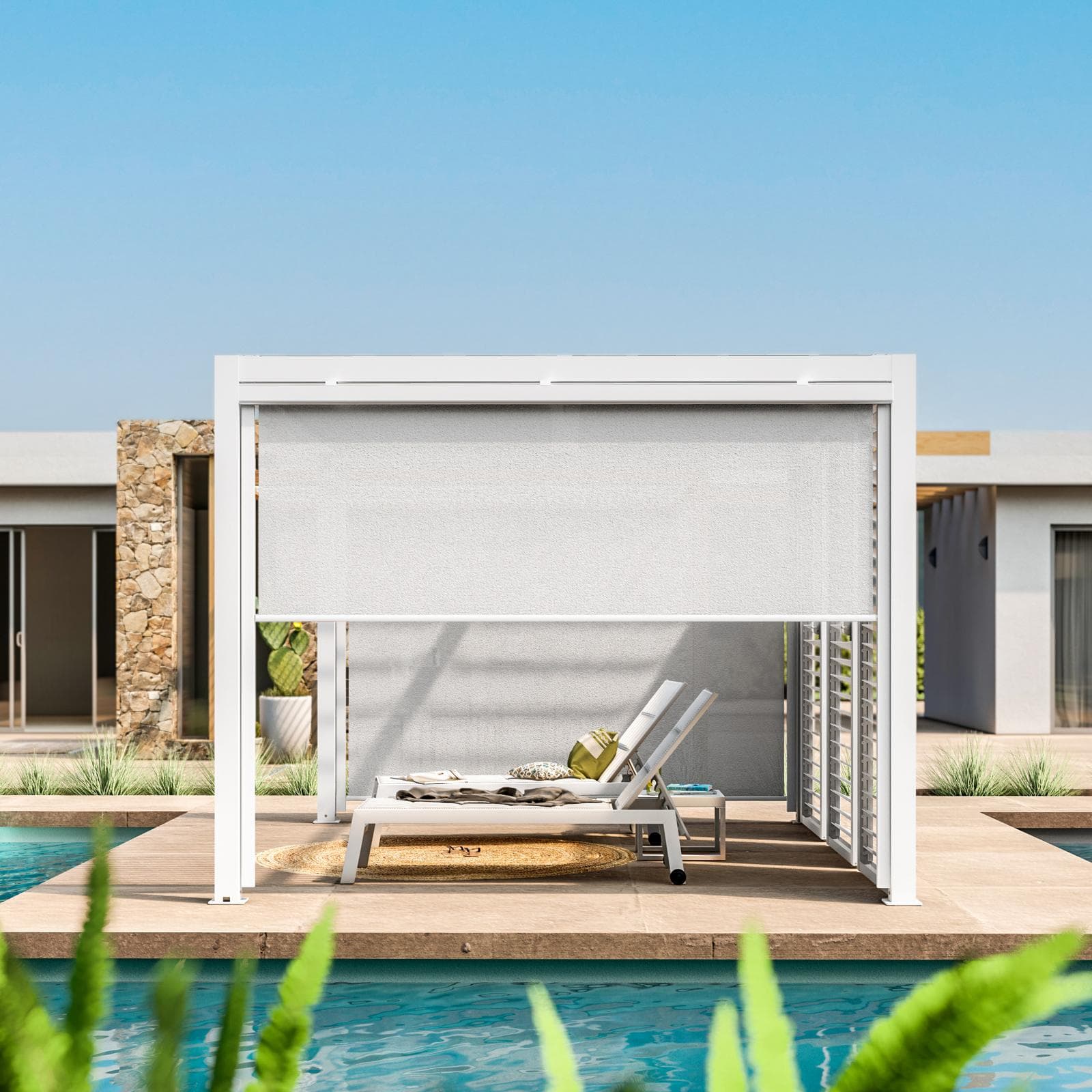 Gazebo bioclimatico 3x3,6 m in alluminio bianco - Enea