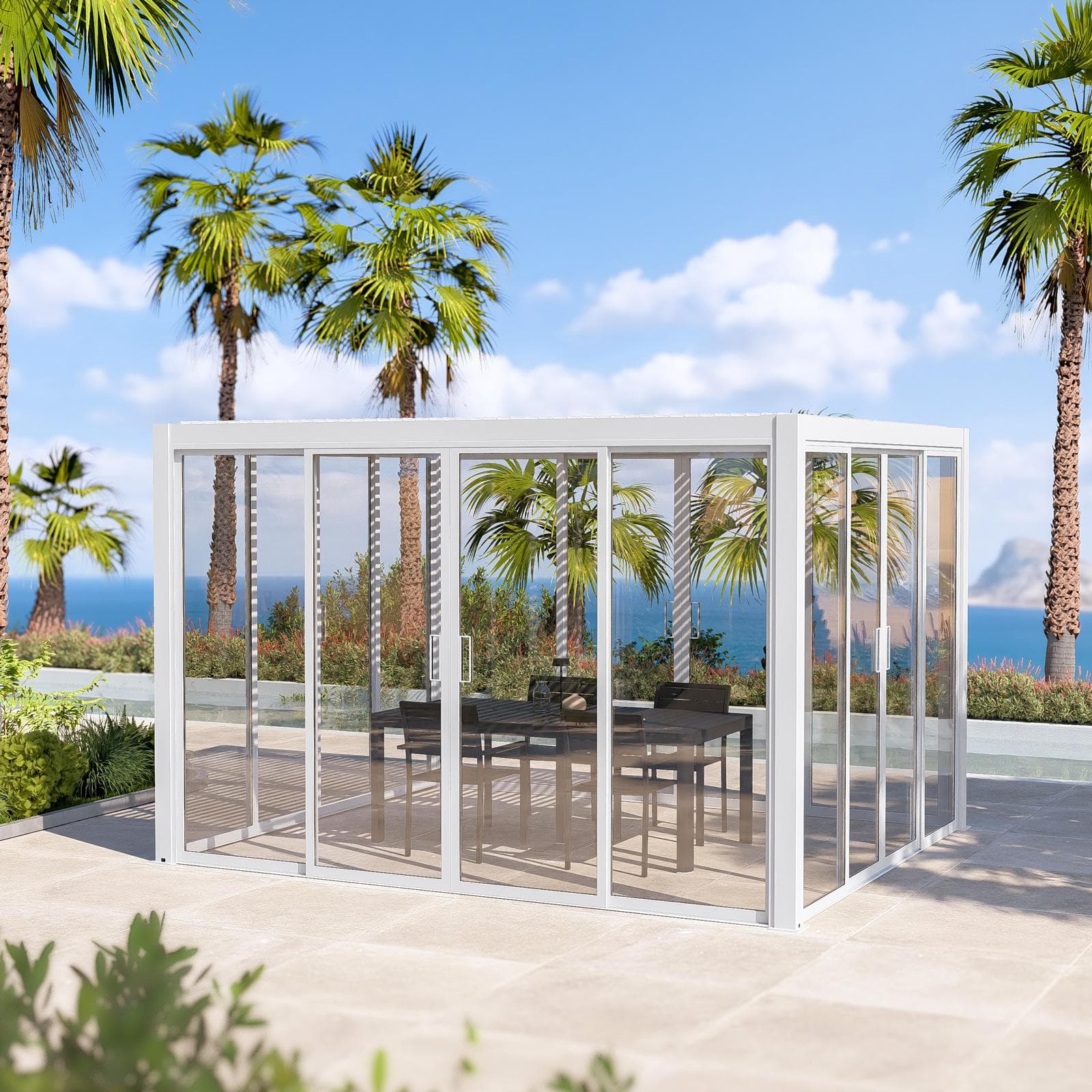Gazebo bioclimatico 3x3,6 m in alluminio bianco - Enea