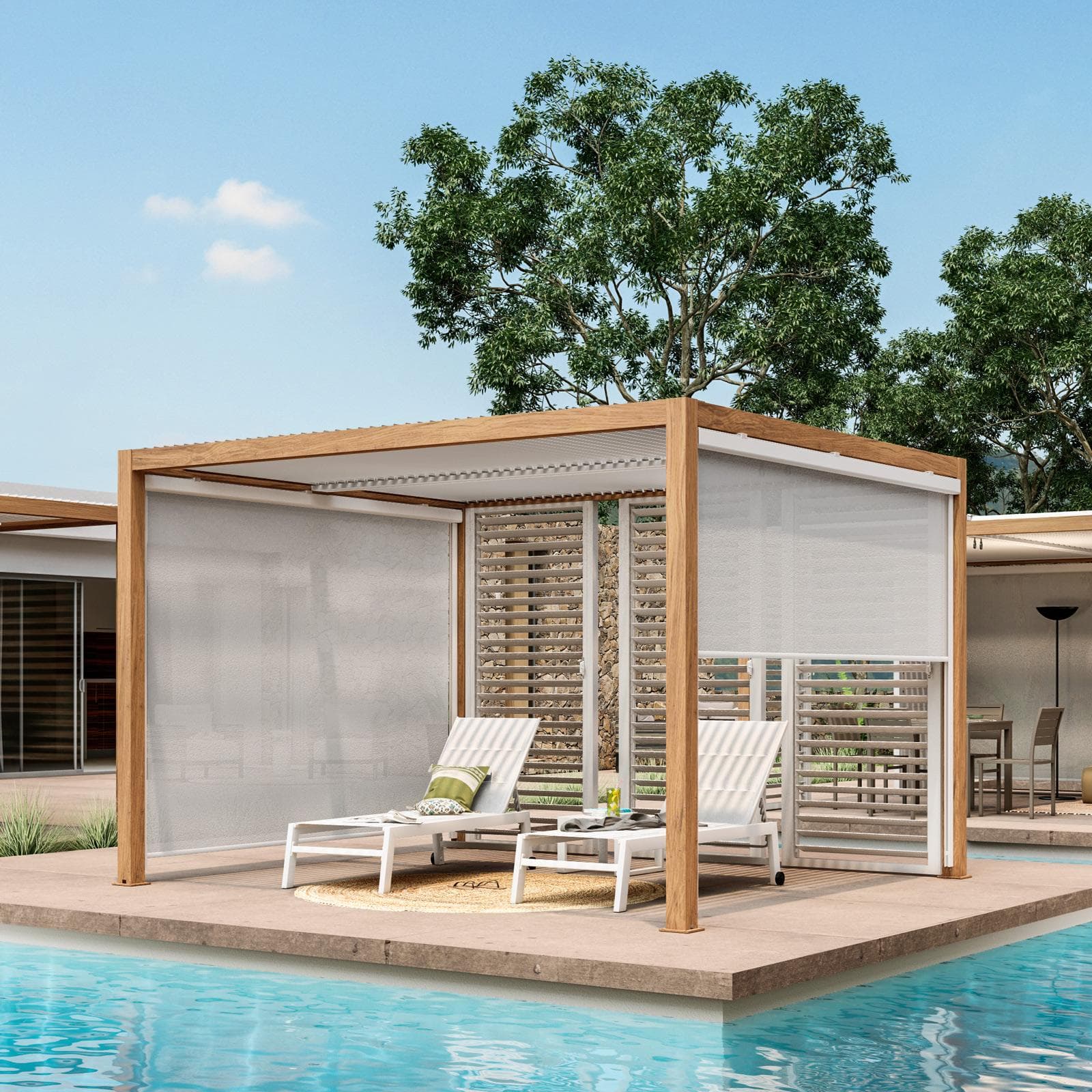 Gazebo bioclimatico 3x3,6 m in alluminio effetto legno - Enea Wood