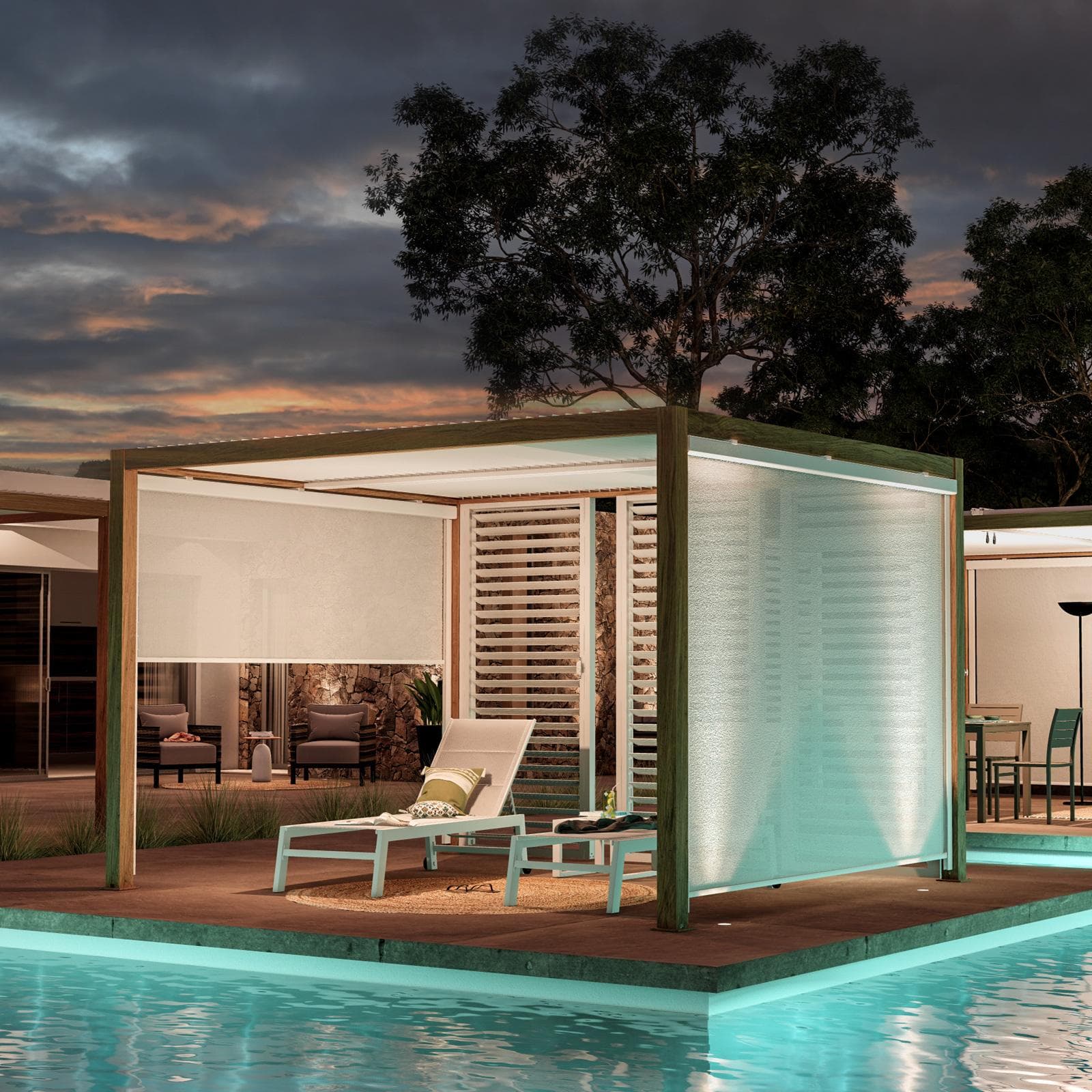 Gazebo bioclimatico 3x3,6 m in alluminio effetto legno - Enea Wood
