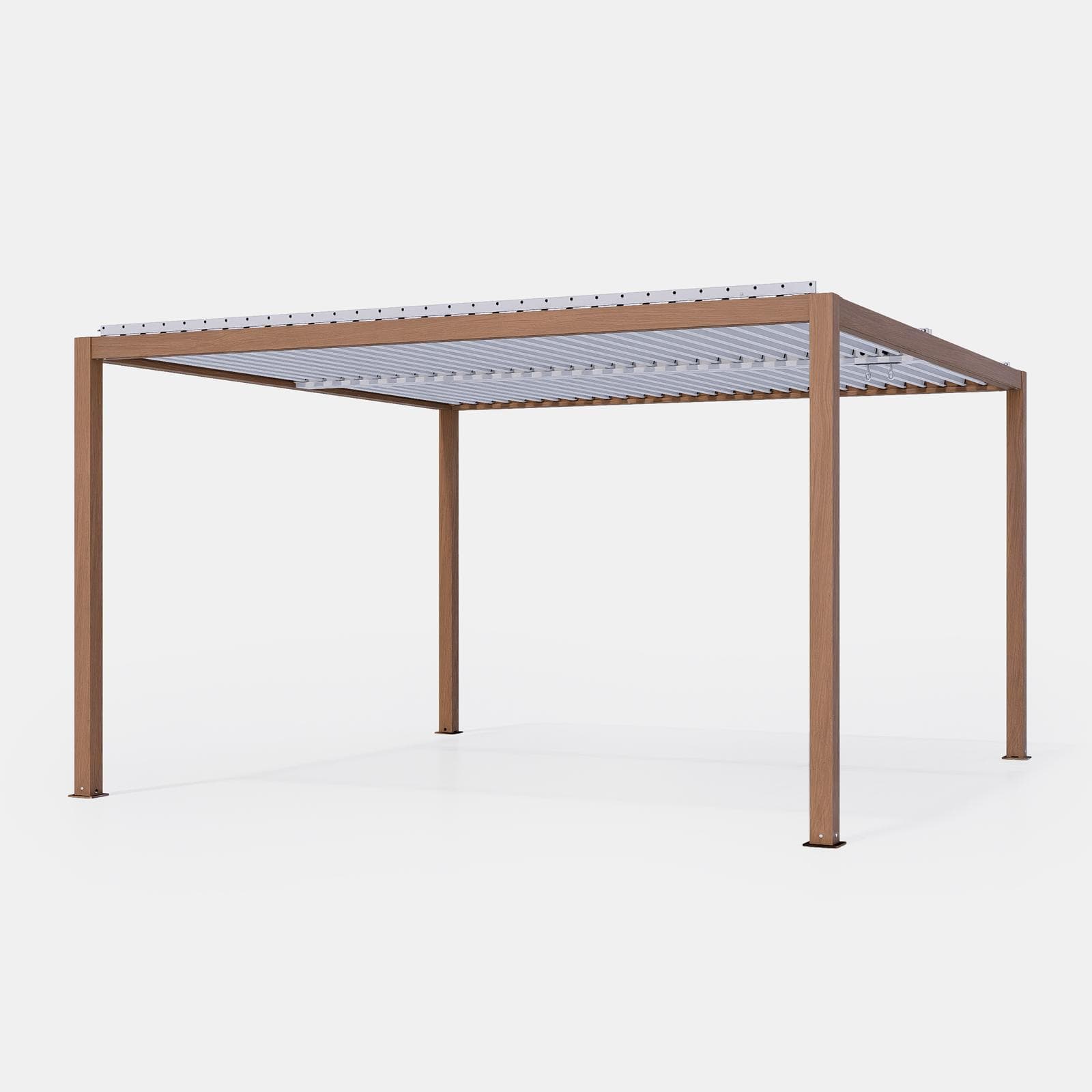 Gazebo bioclimatico 3x3,6 m in alluminio effetto legno - Enea Wood