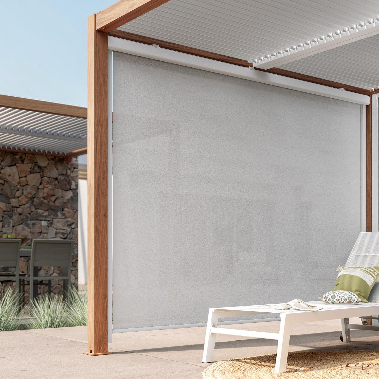 Gazebo bioclimatico 3x3,6 m in alluminio effetto legno - Enea Wood