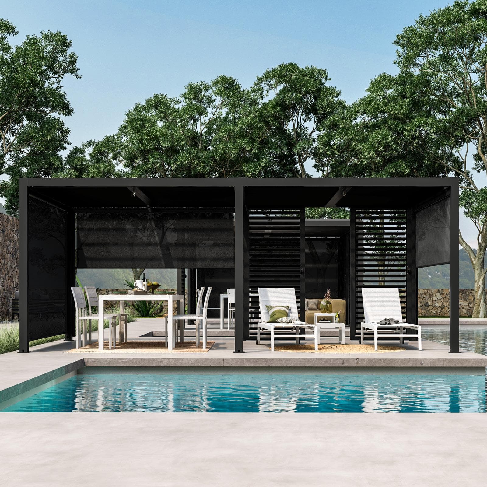 Gazebo bioclimatico 3x6 m in alluminio antracite - Enea