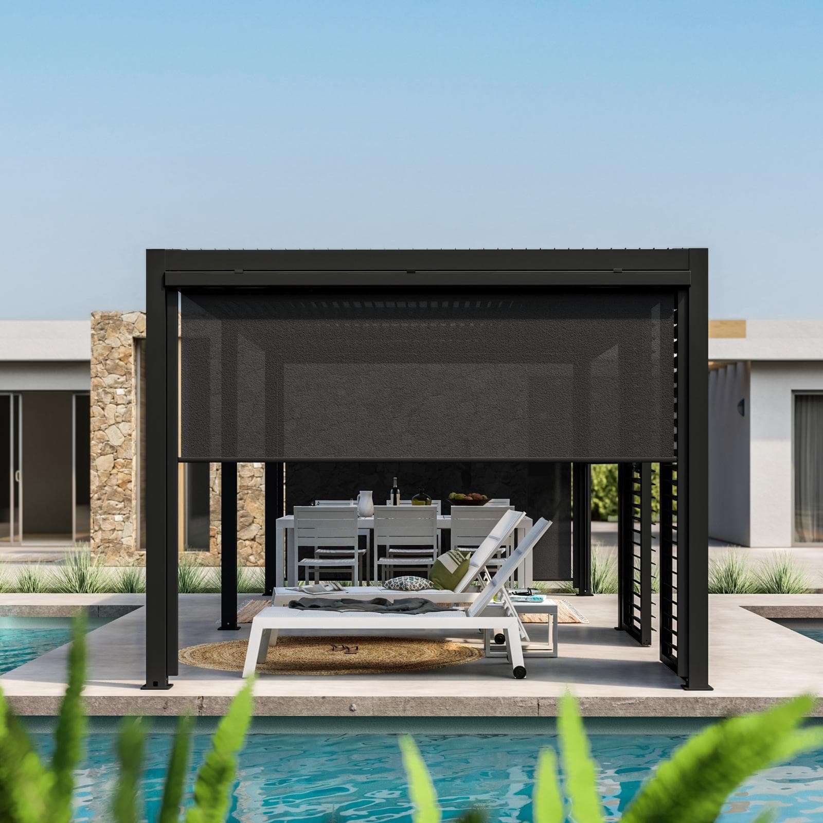 Gazebo bioclimatico 3x6 m in alluminio antracite - Enea