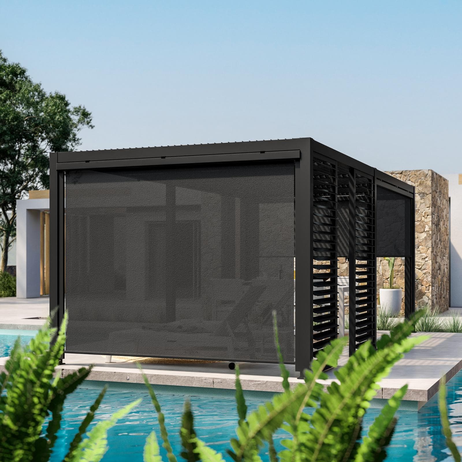 Gazebo bioclimatico 3x6 m in alluminio antracite - Enea