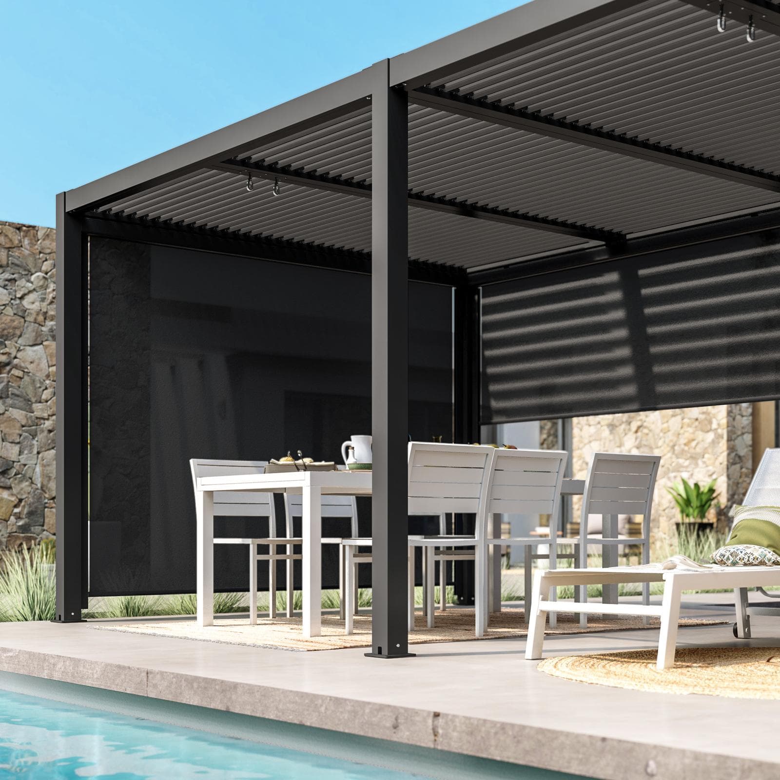 Gazebo bioclimatico 3x6 m in alluminio antracite - Enea
