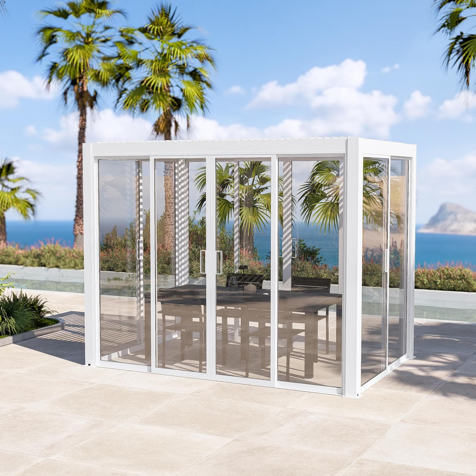Gazebo bioclimatico 3x6 m in alluminio bianco - Enea