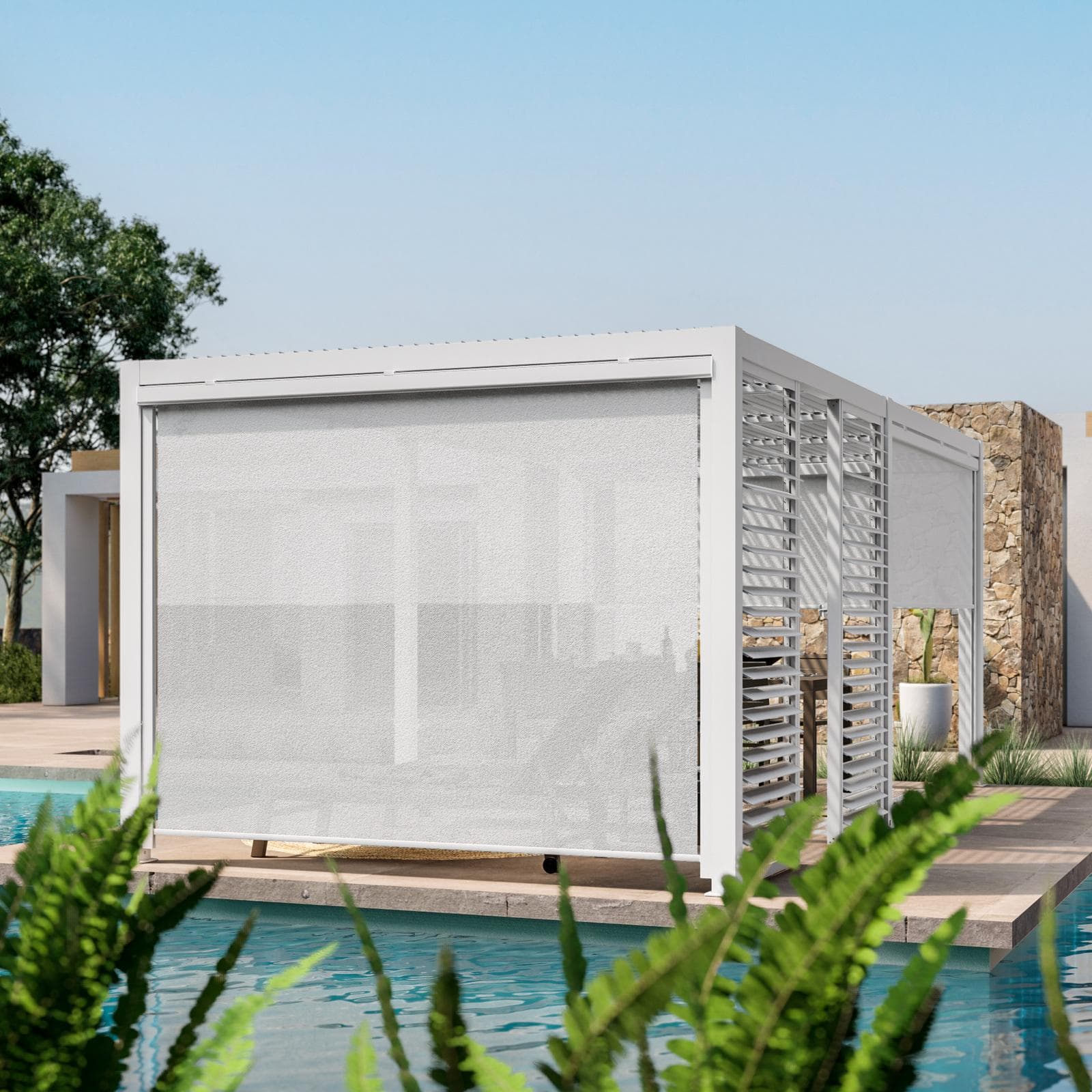 Gazebo bioclimatico 3x6 m in alluminio bianco - Enea