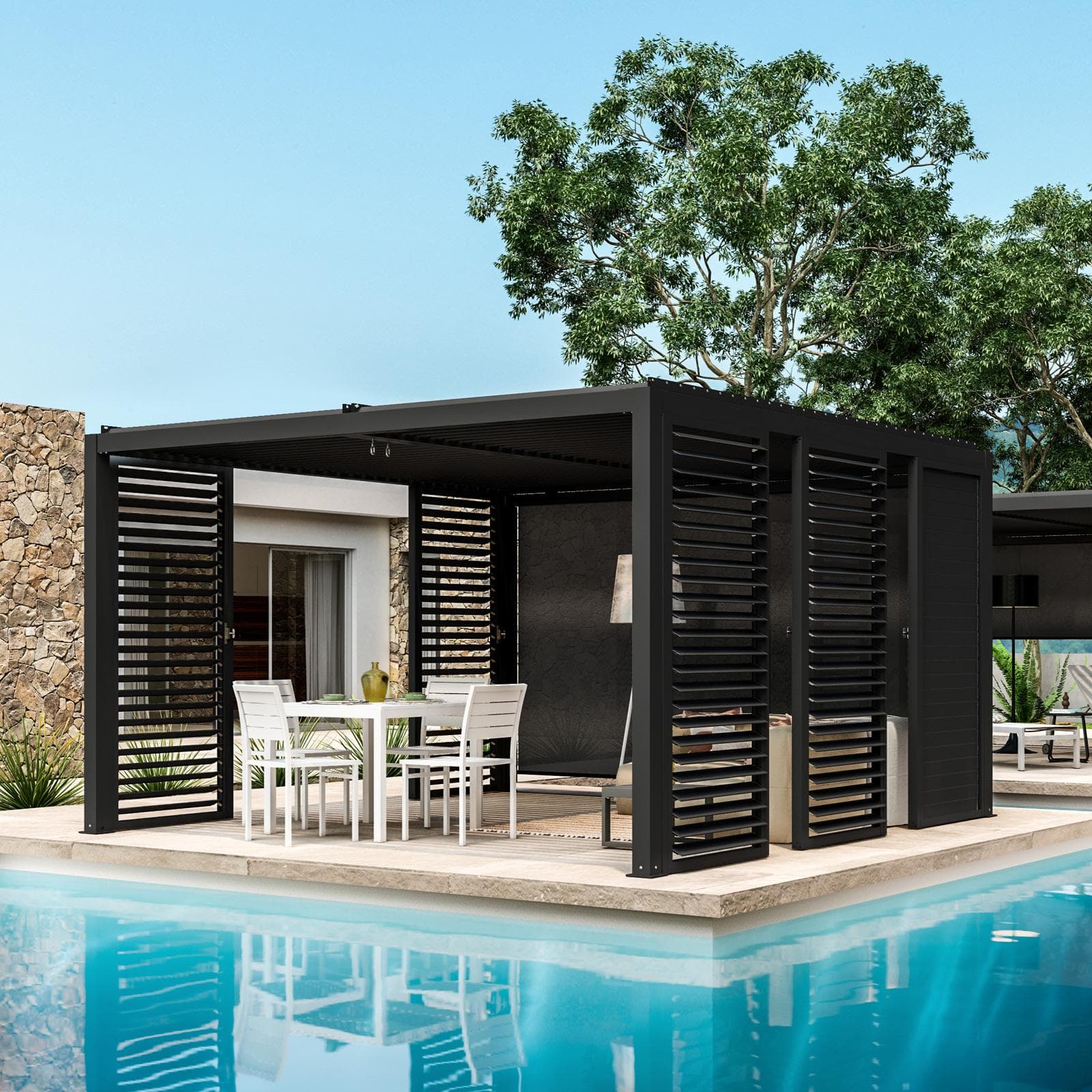 Gazebo bioclimatico 4x4 m in alluminio antracite - Enea