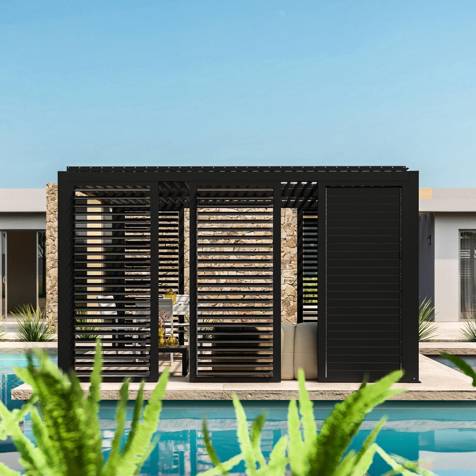 Gazebo bioclimatico 4x4 m in alluminio antracite - Enea