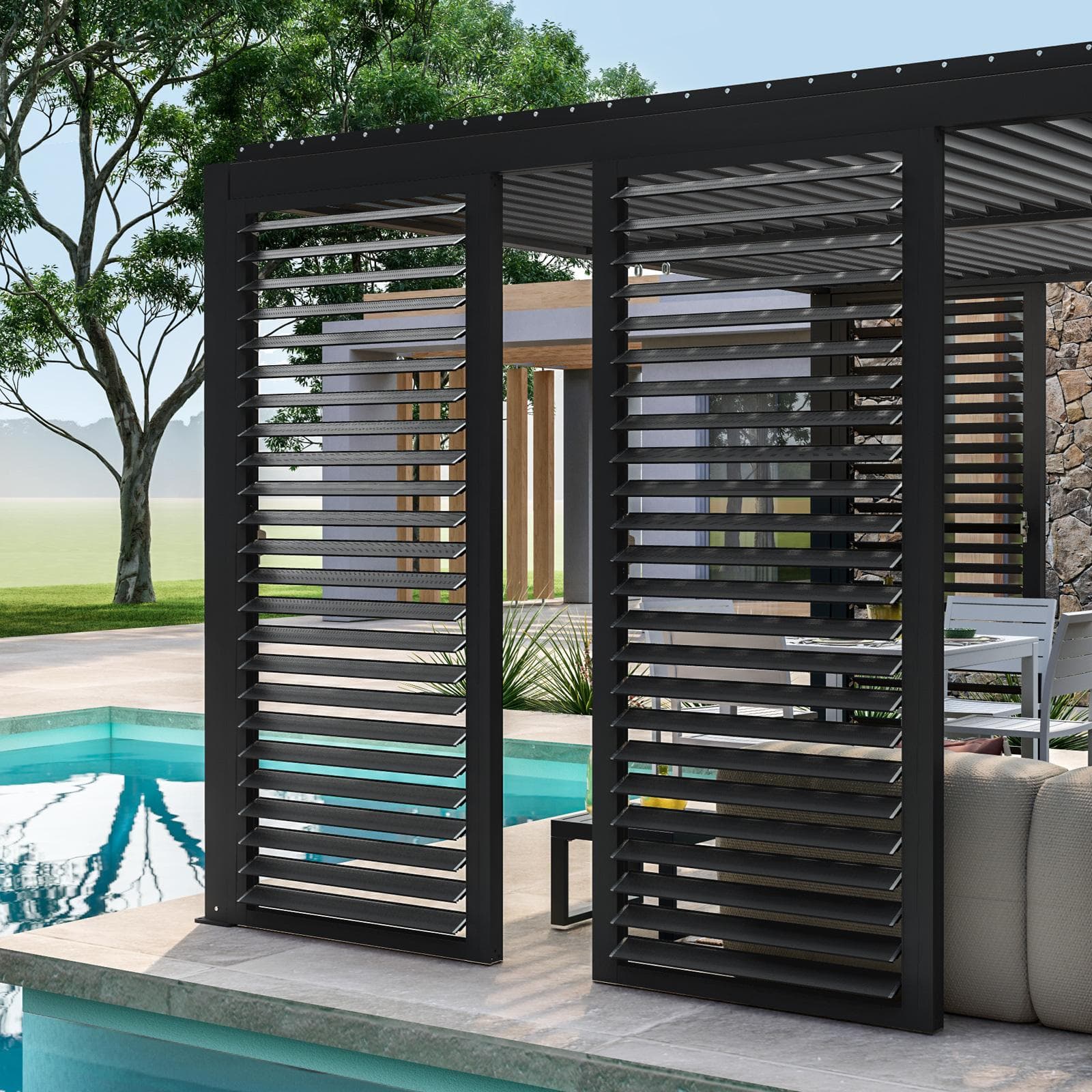 Gazebo bioclimatico 4x4 m in alluminio antracite - Enea